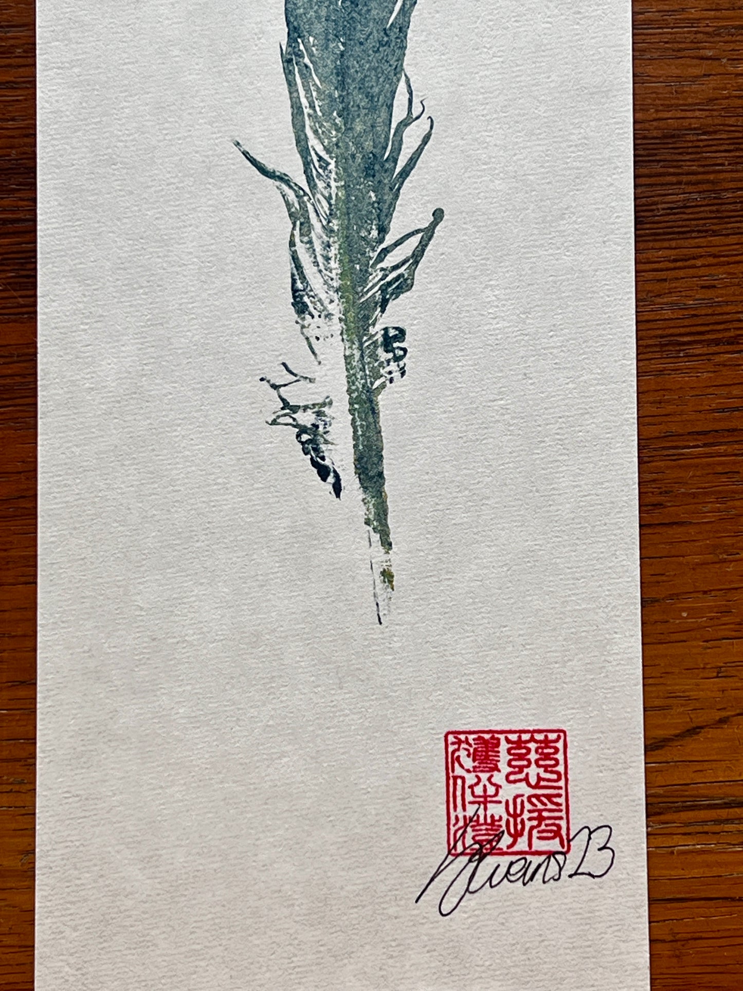 Small Bird Feather – Gyotaku Print