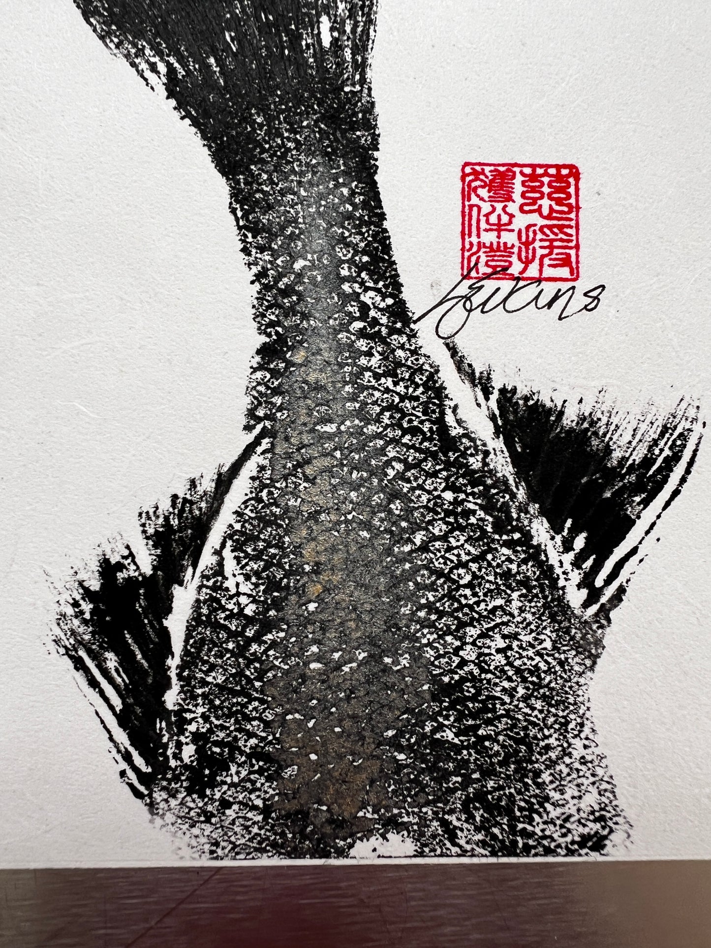 Dive! Gyotaku of a Sea Bass Tail
