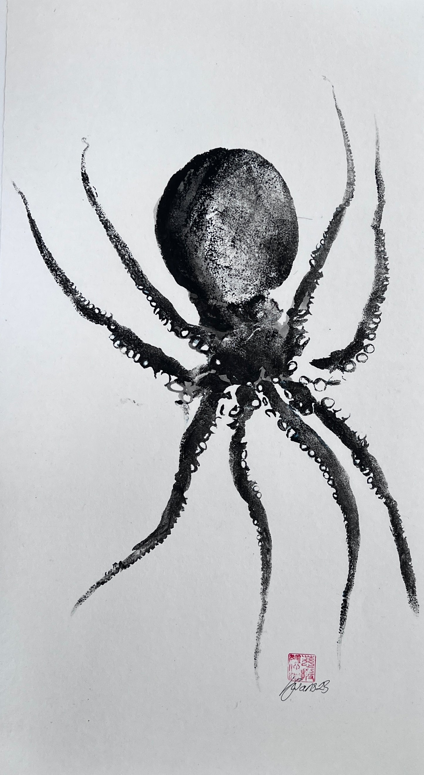 Octopus Gyotaku Printed and Wet Mounted.