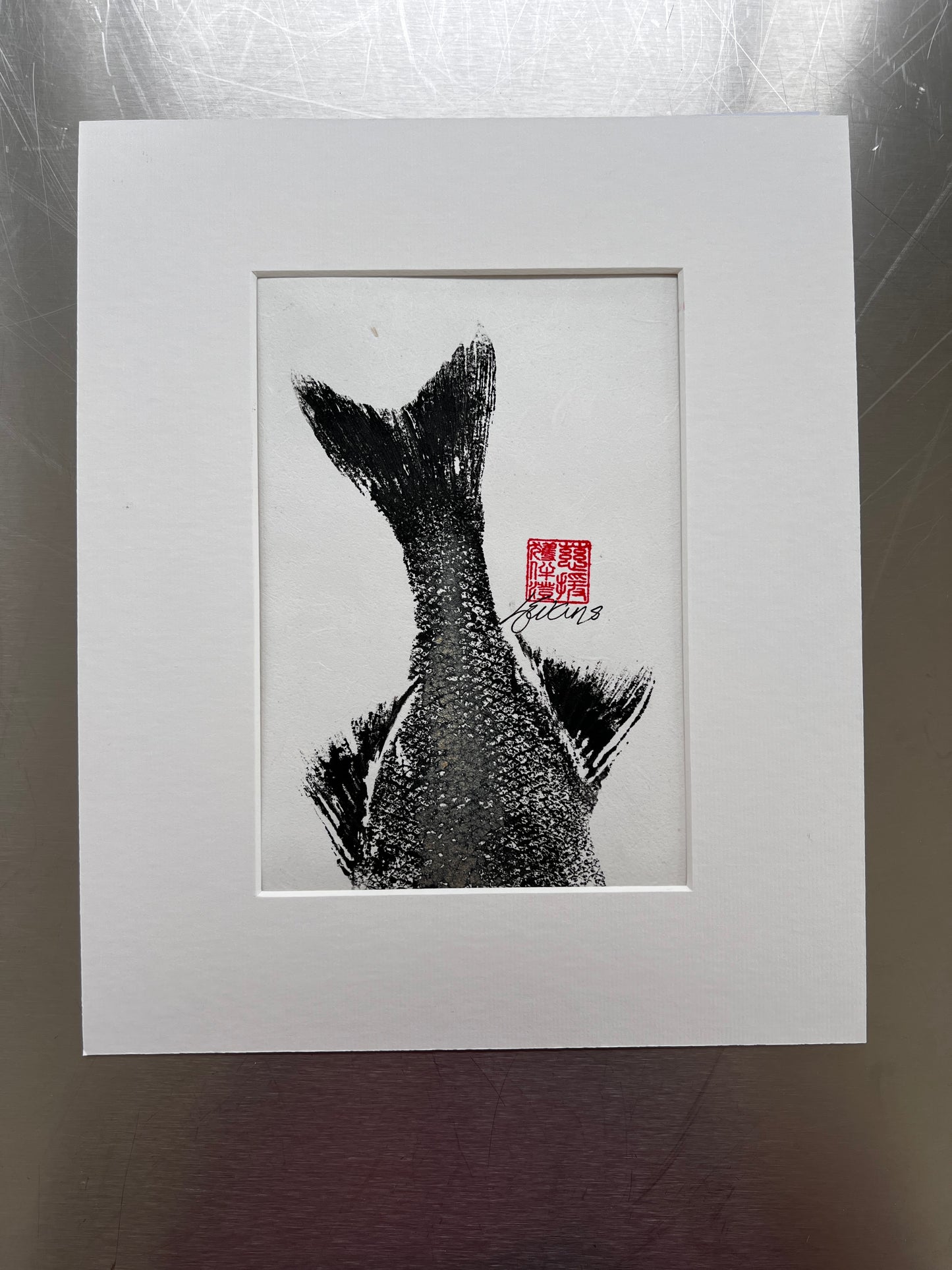 Dive! Gyotaku of a Sea Bass Tail