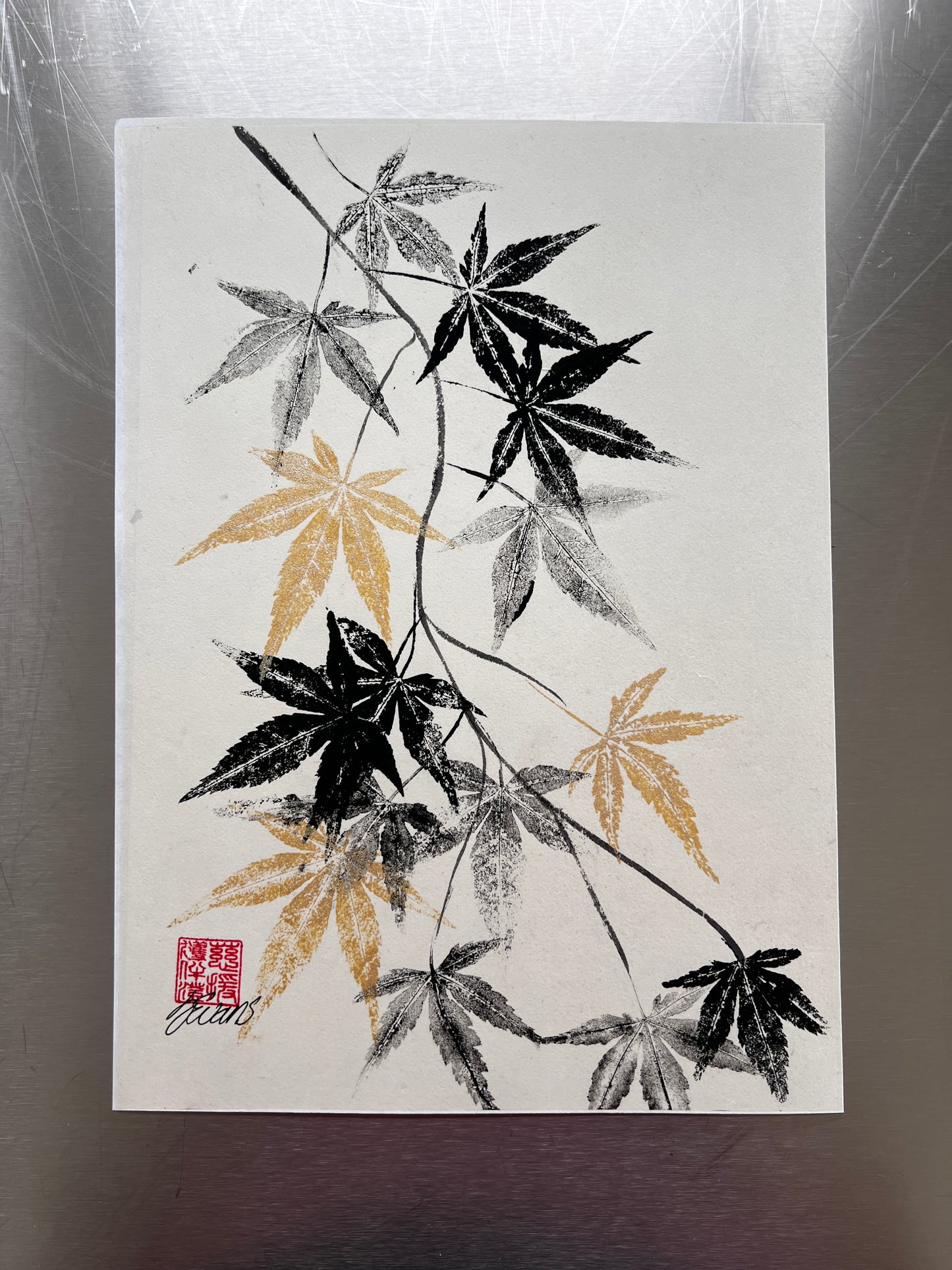Acer Gyotaku on handmade Japanese Kozo Paper.