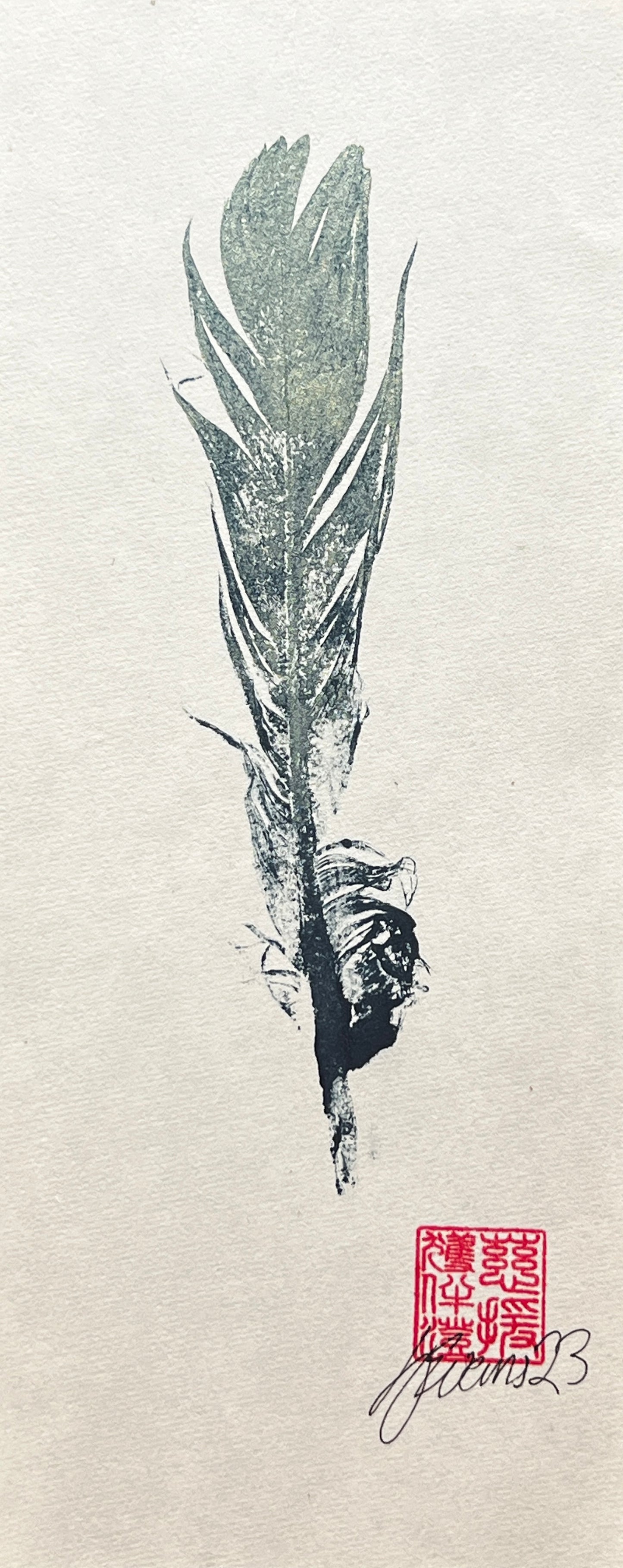 Small Bird Feather – Gyotaku Print