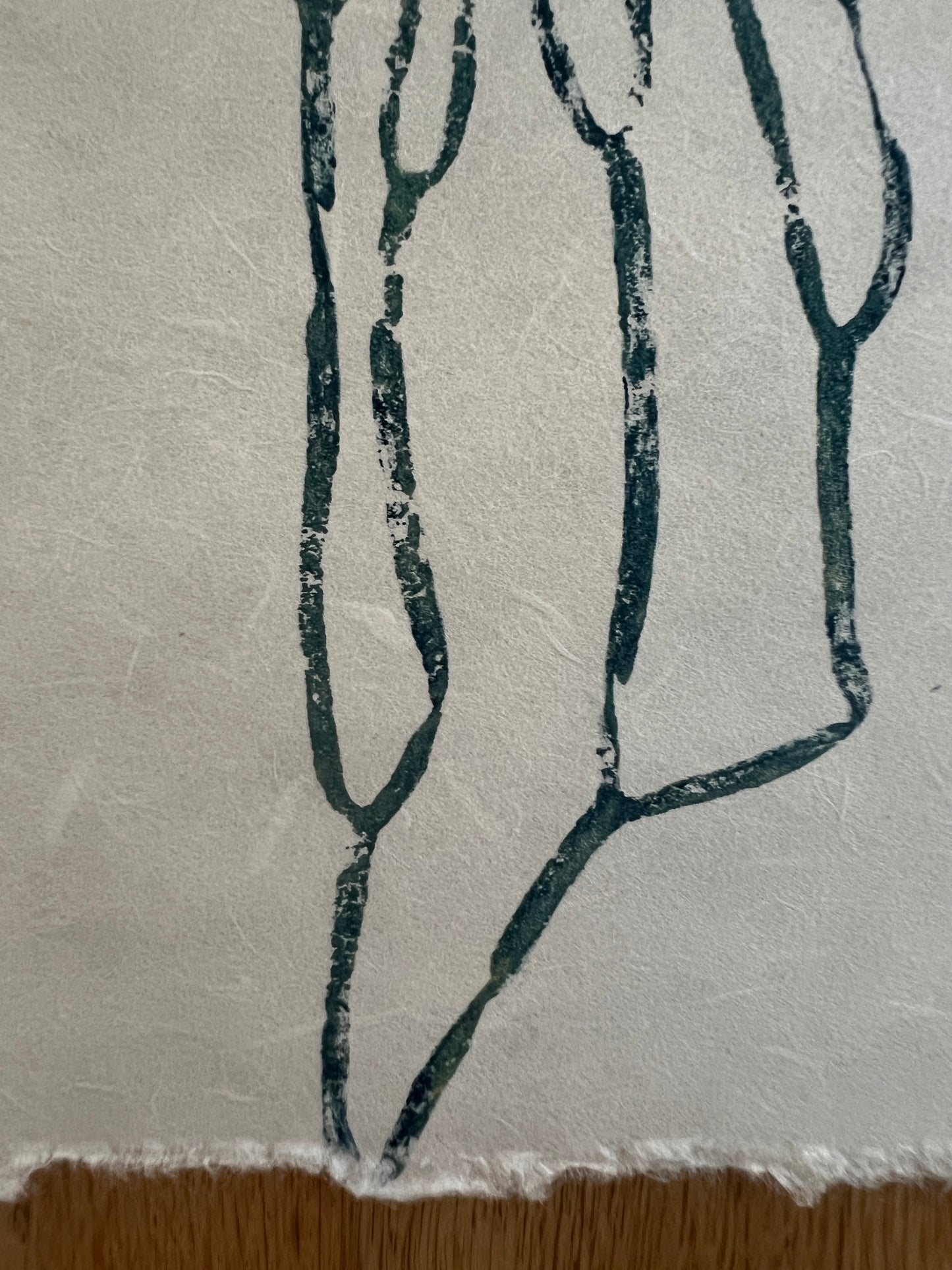 Sea Spaghetti Mini Print – Blue & Gold on Thai Mulberry Paper
