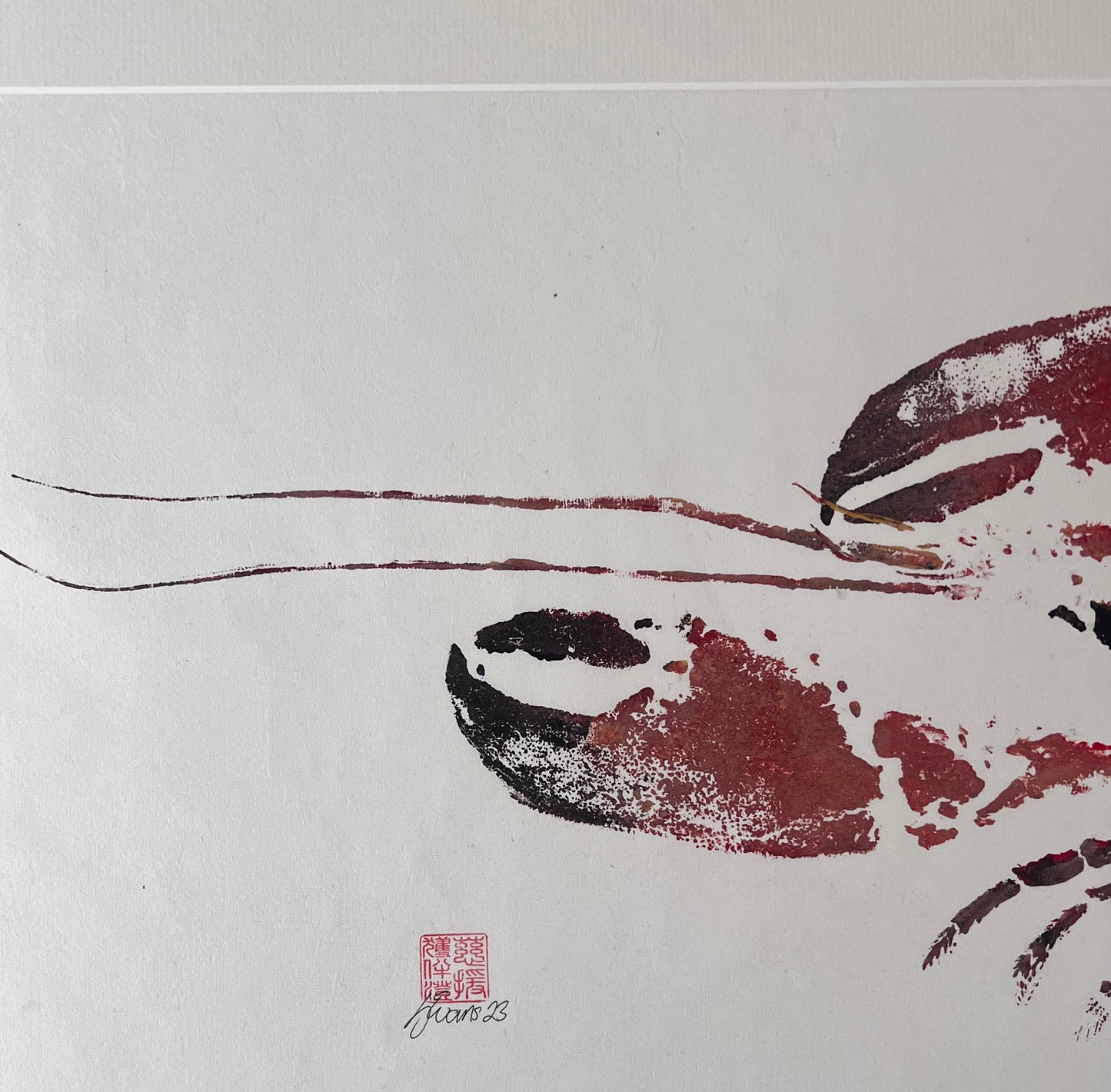 Menai Strait Lobster, Gyotaku Printed and Wet Mounted.