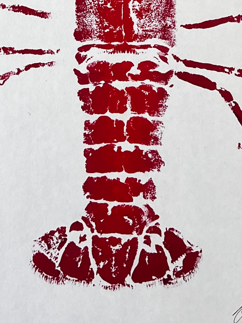 Menai Strait Lobster, Gyotaku Printed in Red ink.