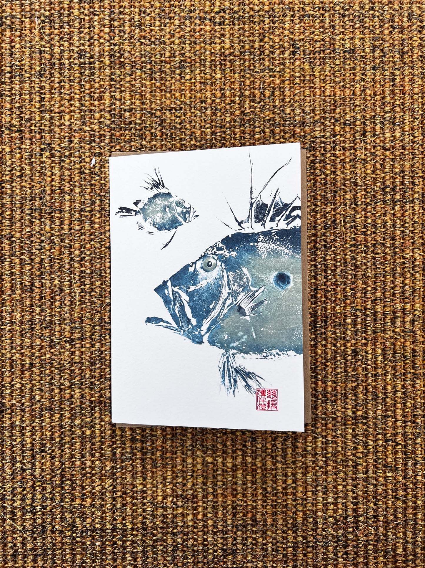 Four Gyotaku Greeting Cards