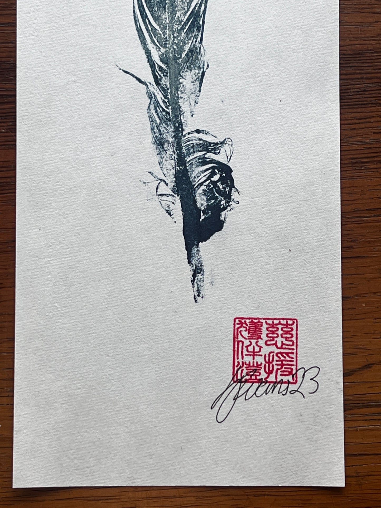Small Bird Feather – Gyotaku Print