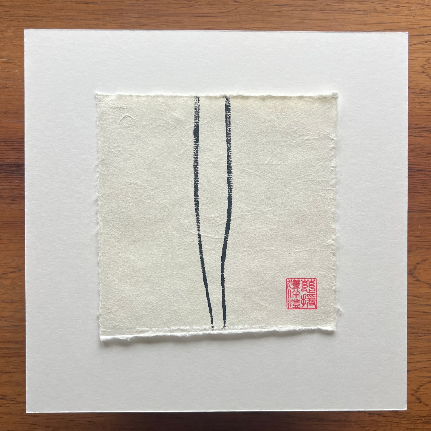 Lobster Antenna Mini Print – Blue & Gold on Thai Mulberry Paper