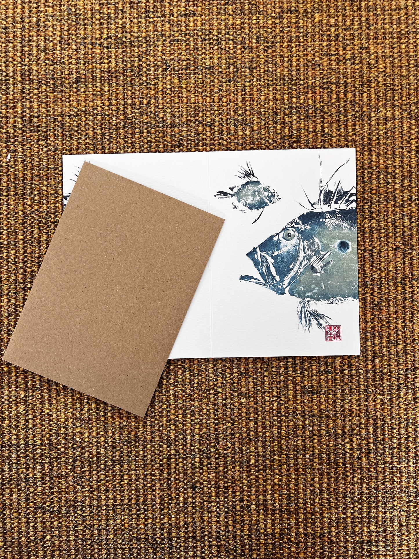 Four Gyotaku Greeting Cards