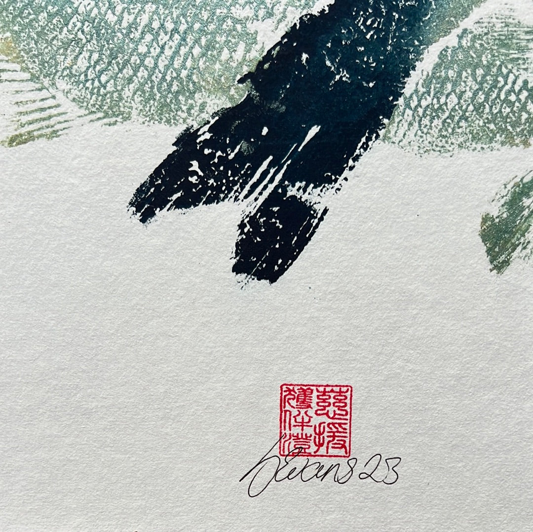 Sea Bass Triptych Gyotaku