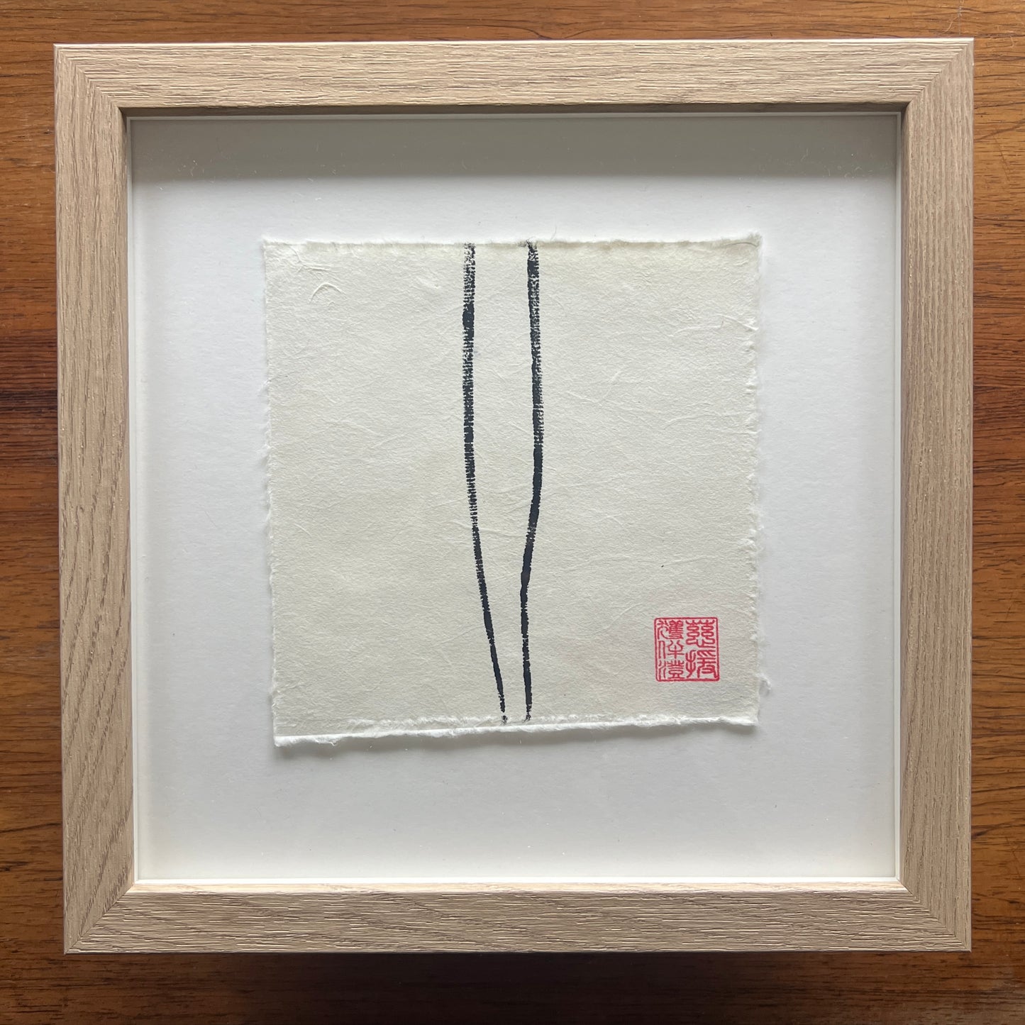 Lobster Antenna Mini Print – Blue & Gold on Thai Mulberry Paper