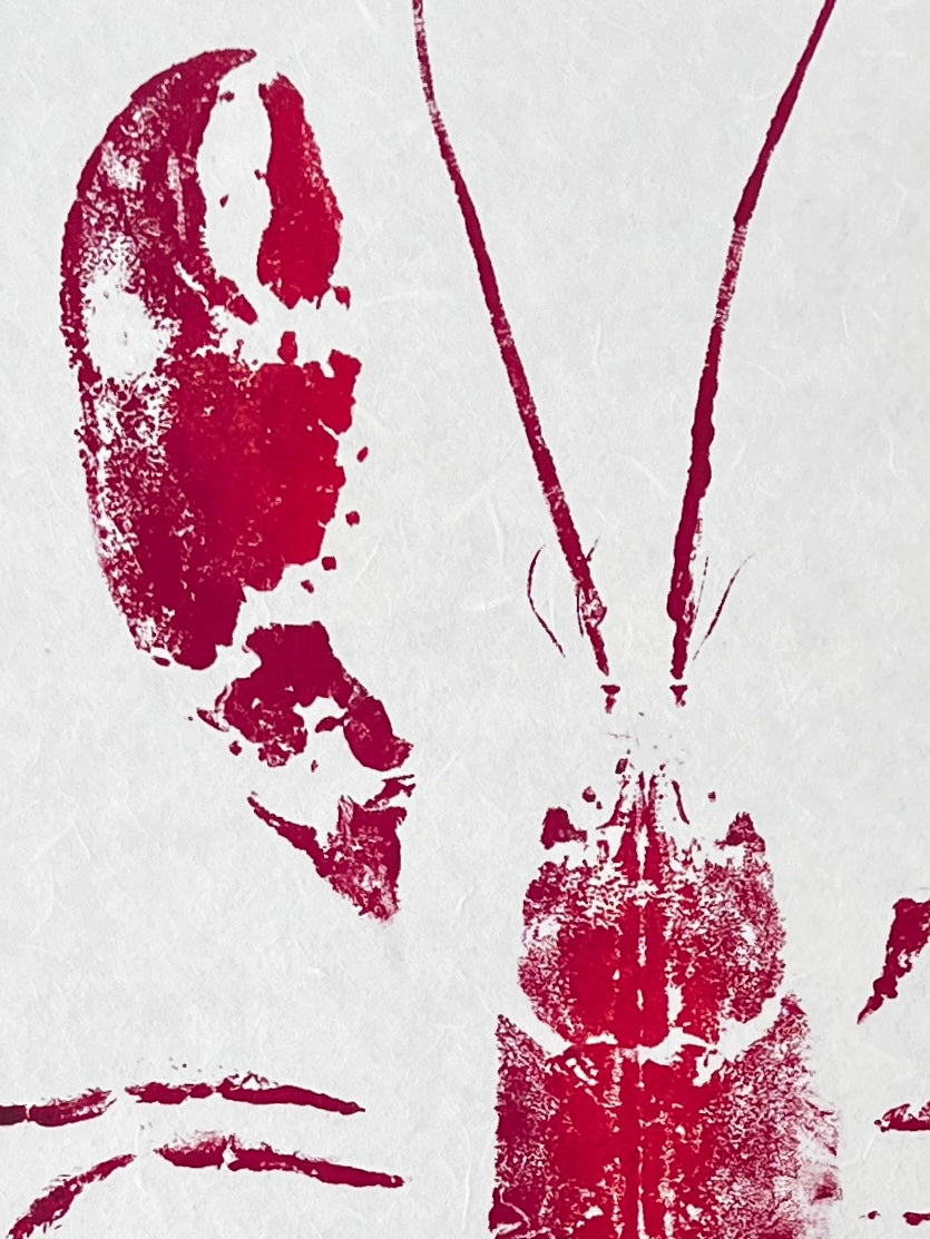 Menai Strait Lobster, Gyotaku Printed in Red ink.