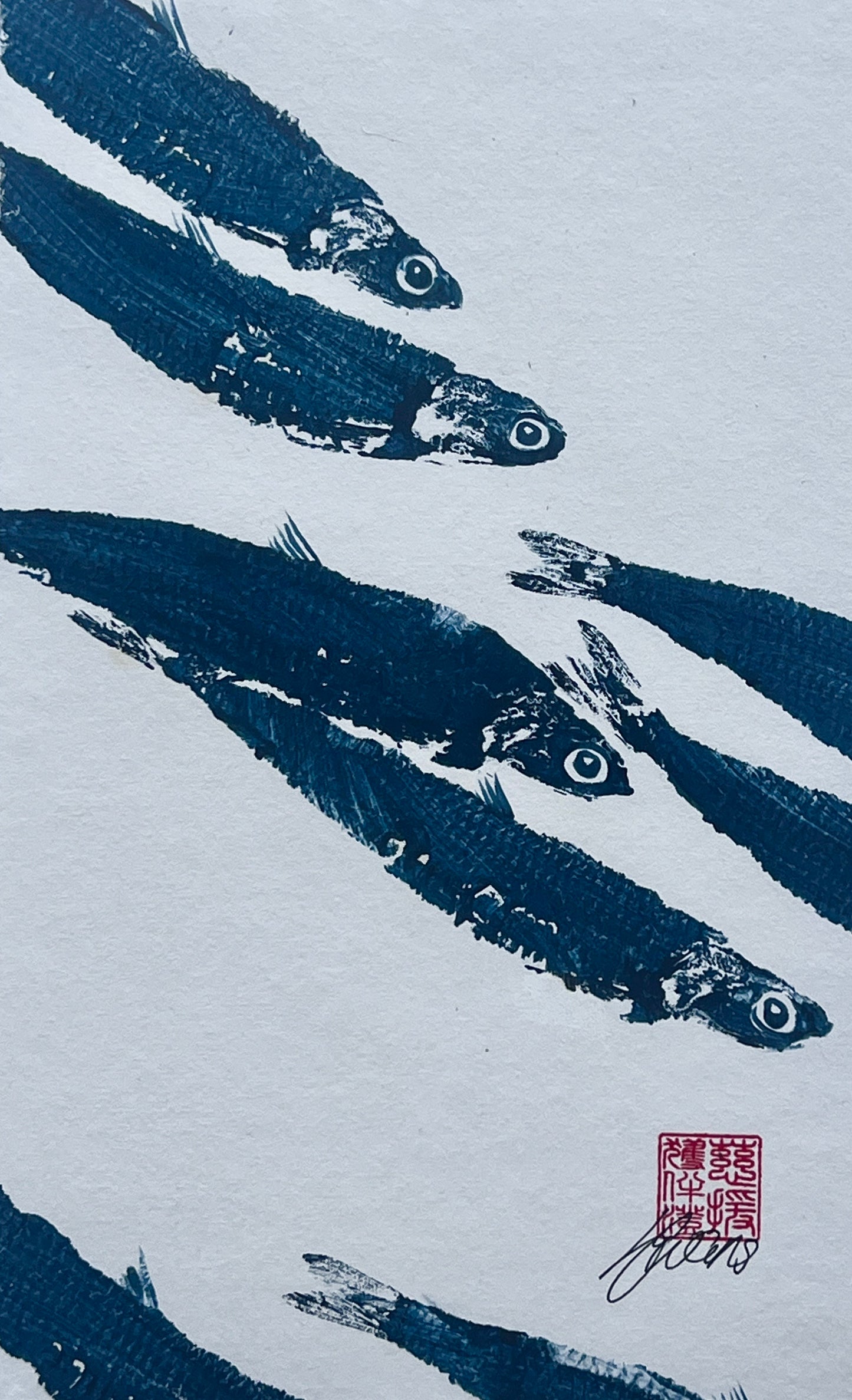 Anchovies Gyotaku
