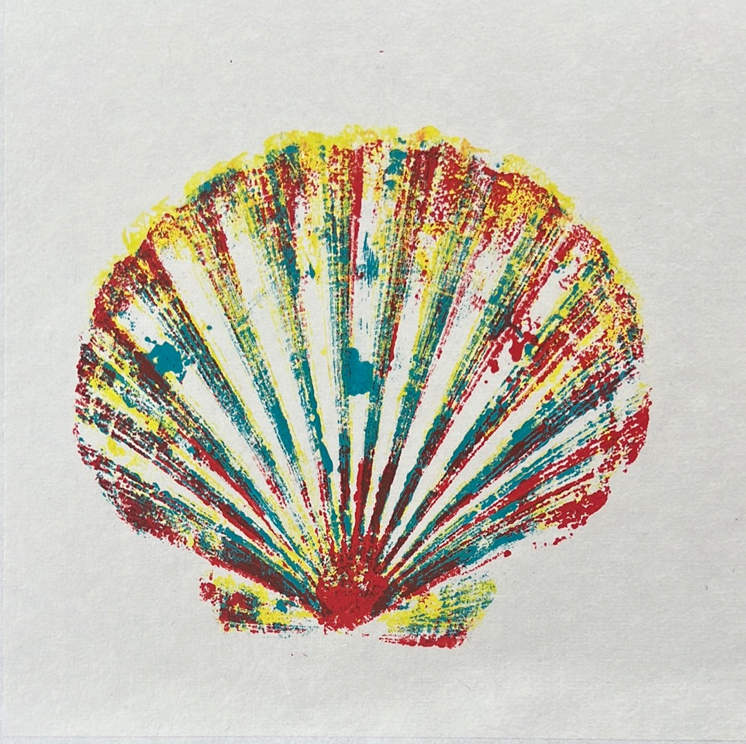 Large Scallop Shell Gyotaku with Multicoloured Layers