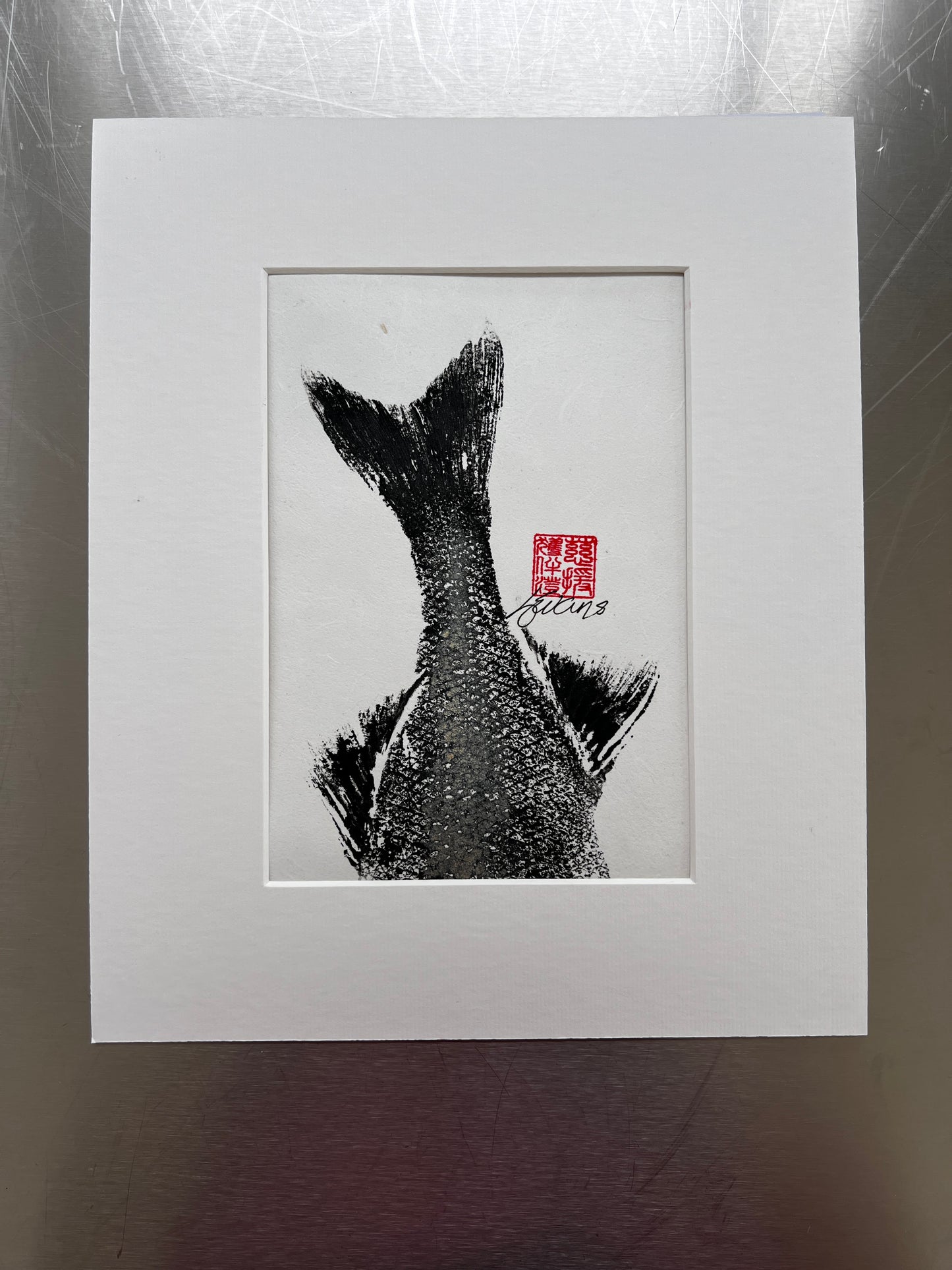 Dive! Gyotaku of a Sea Bass Tail