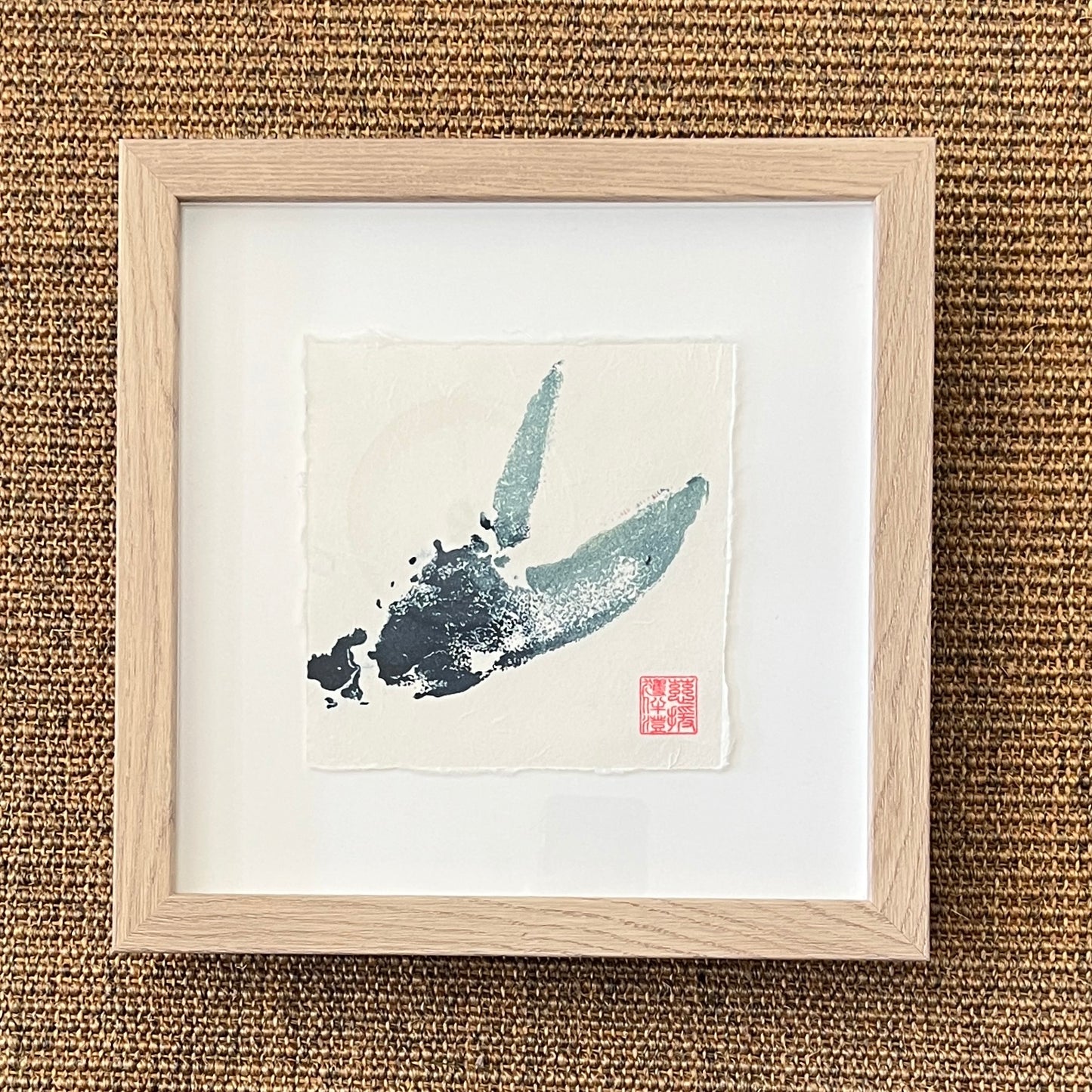 Lobster Claw Mini Print – Blue & Gold on Thai Mulberry Paper