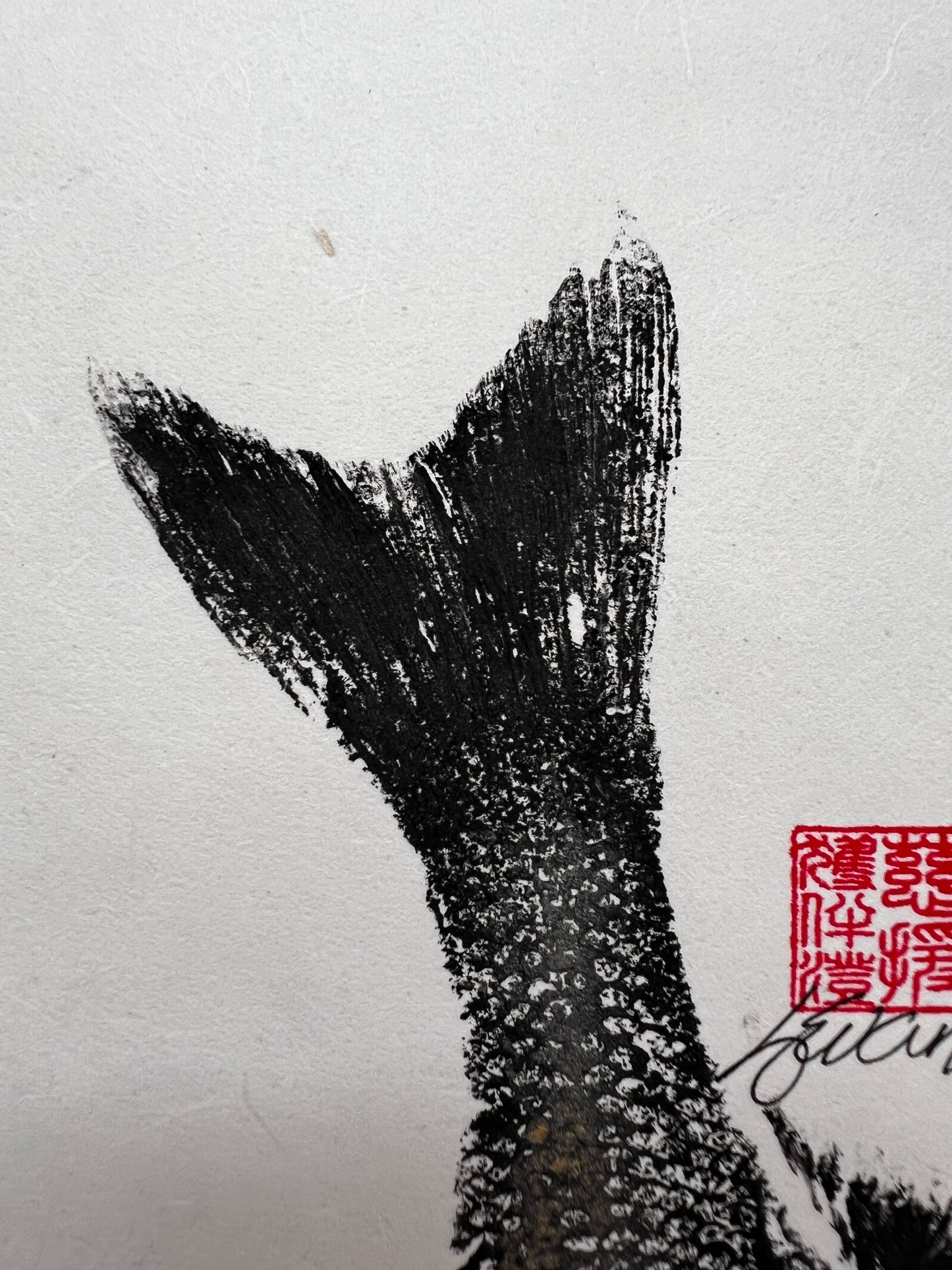 Dive! Gyotaku of a Sea Bass Tail