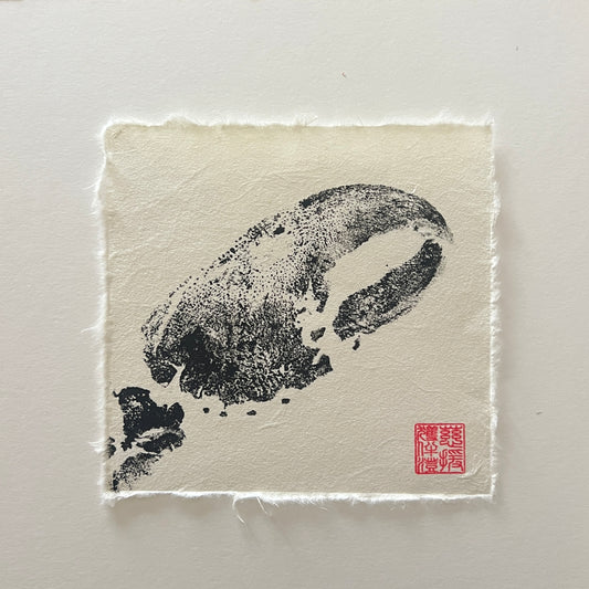 Lobster Claw Mini Print – Black on Thai Mulberry Paper