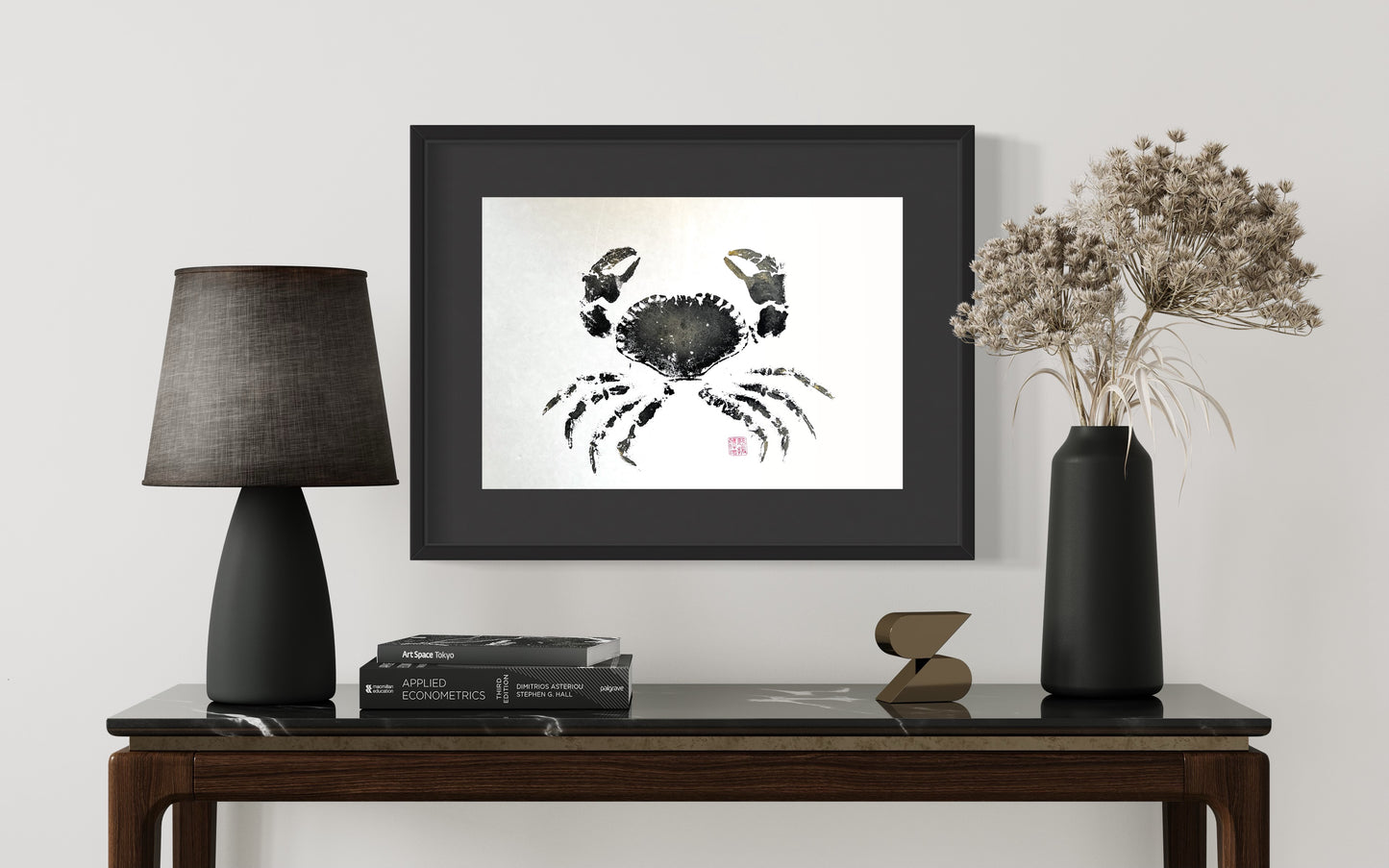 Gyotaku impression taken from the surface of an Anglesey Crab