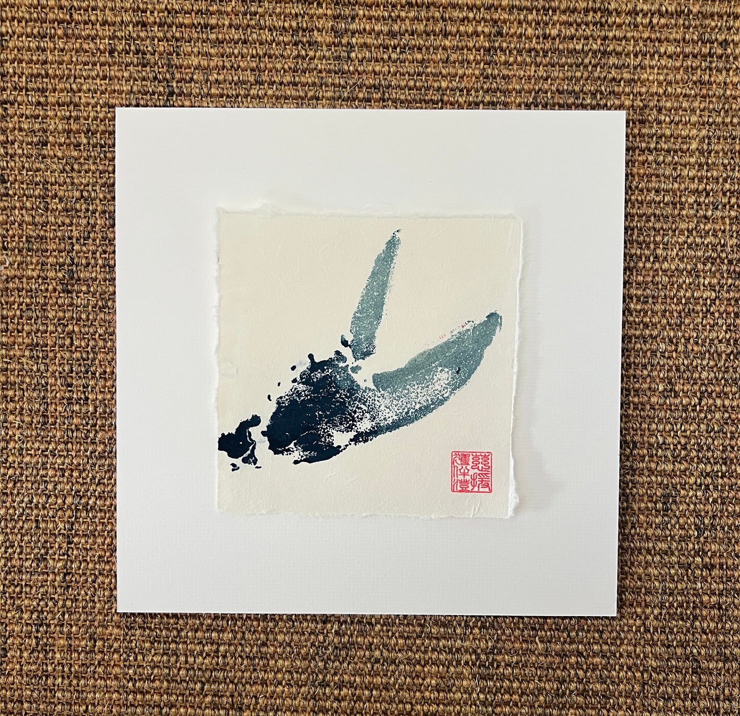 Lobster Claw Mini Print – Blue & Gold on Thai Mulberry Paper