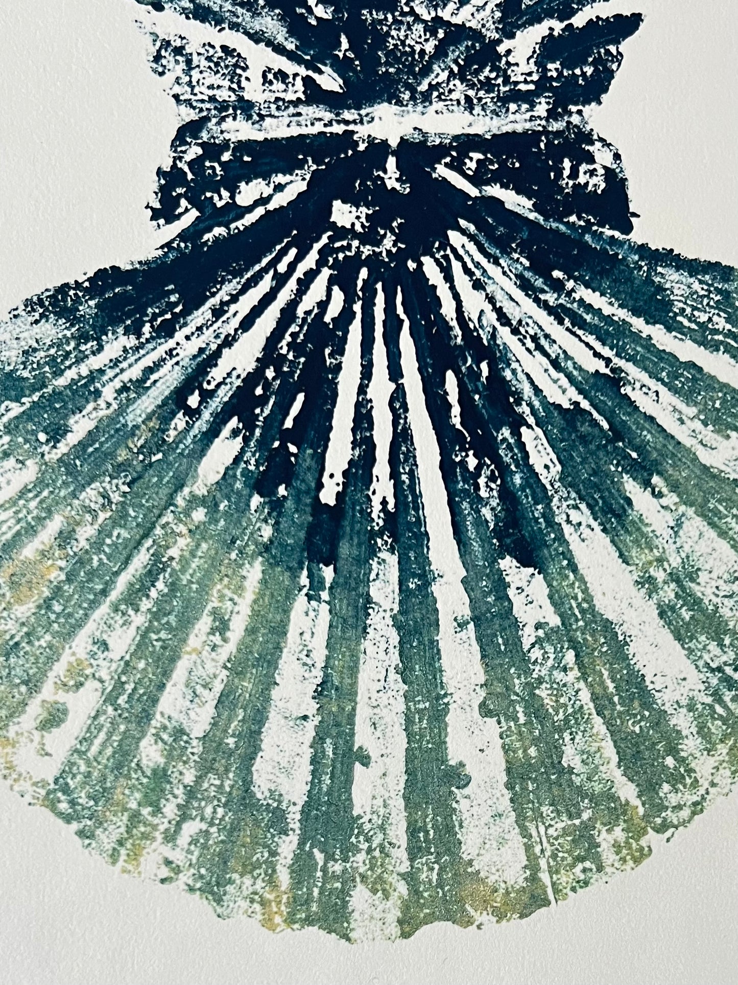 Scallop Shell Duo Gyotaku by Jane Evans