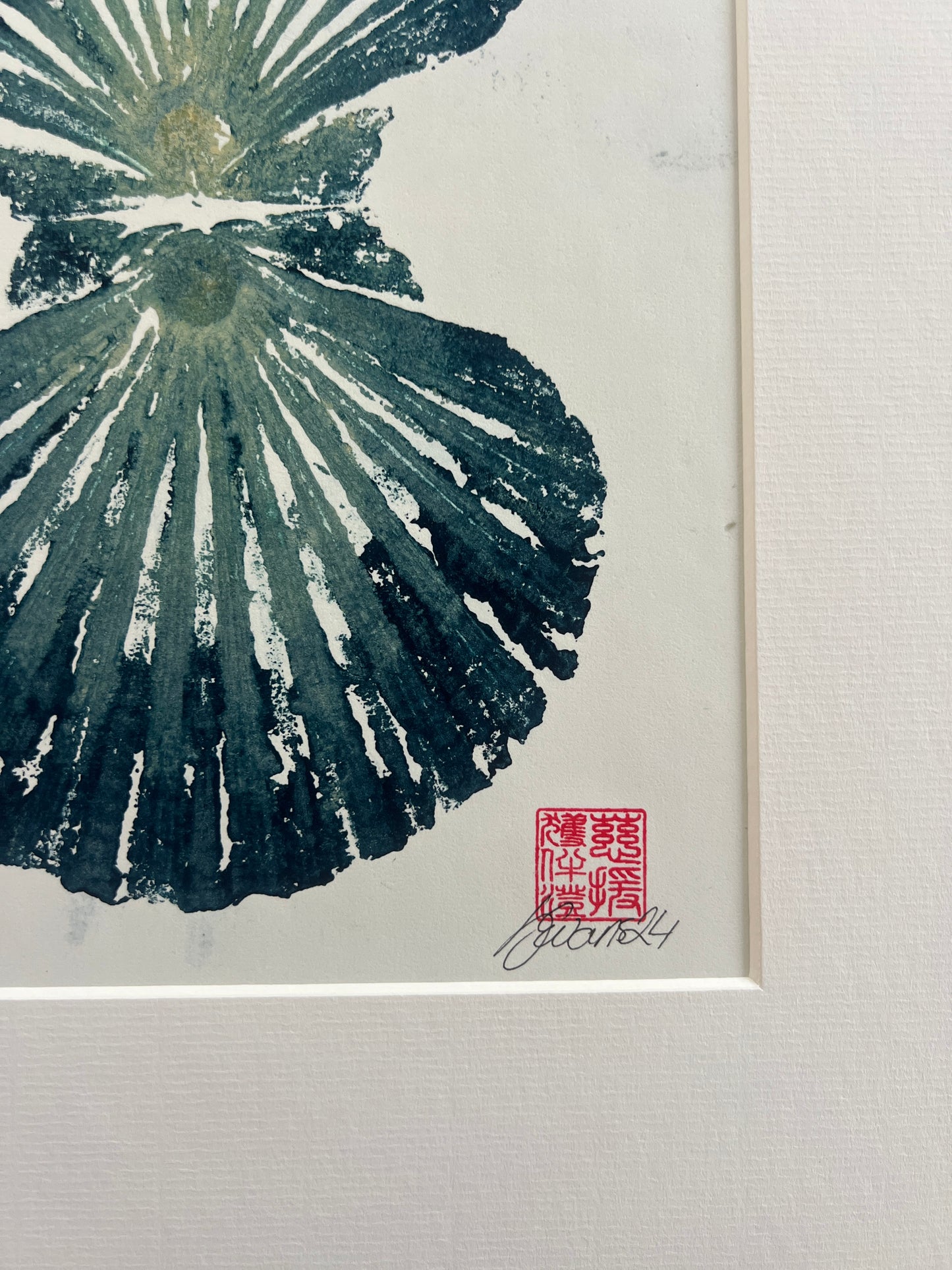 Scallop Shell Duo Gyotaku by Jane Evans