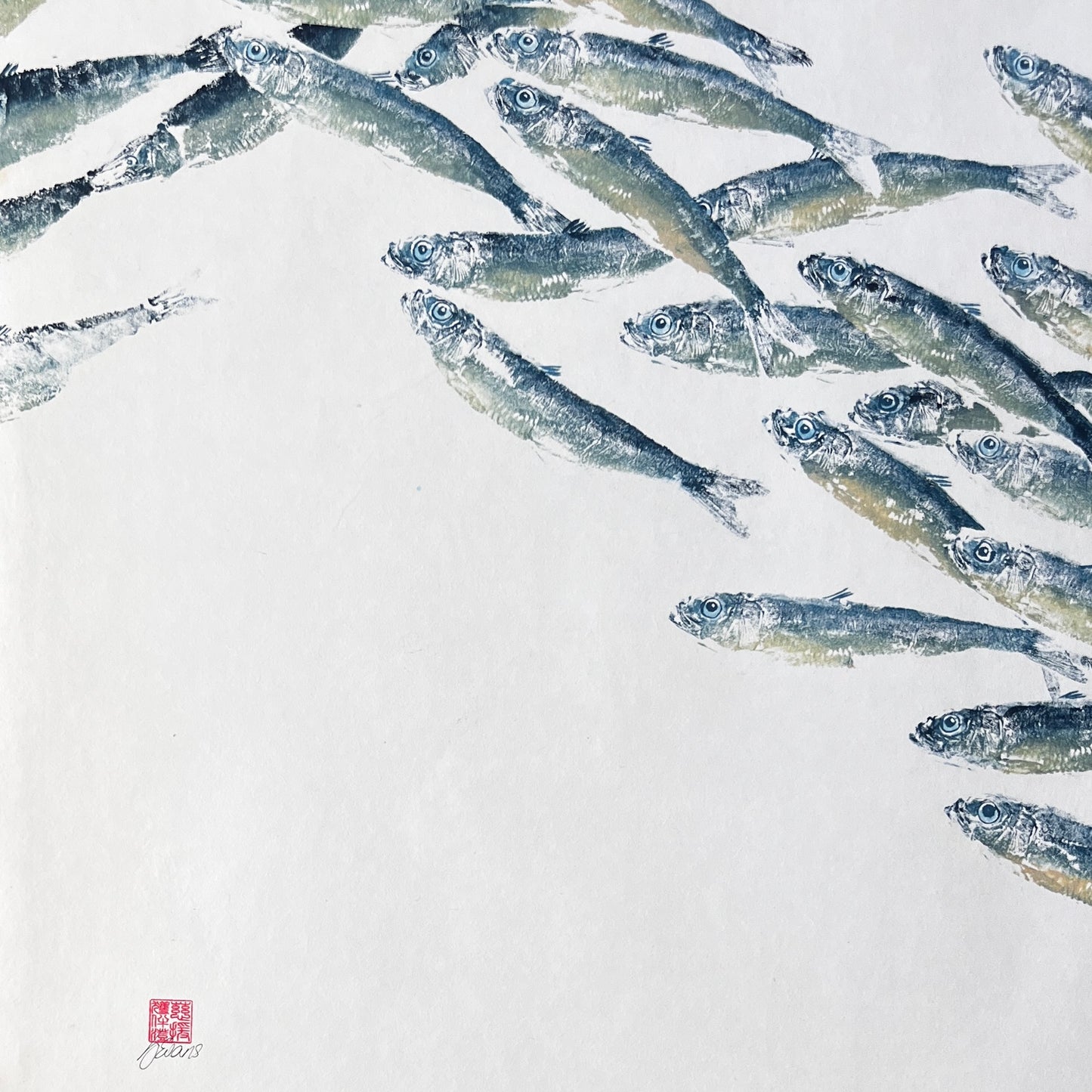 Large Print from Sardine on Japanese Hand Made Paper