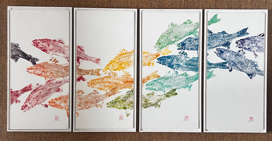 Four Panel Multicoloured Sea Bass Print