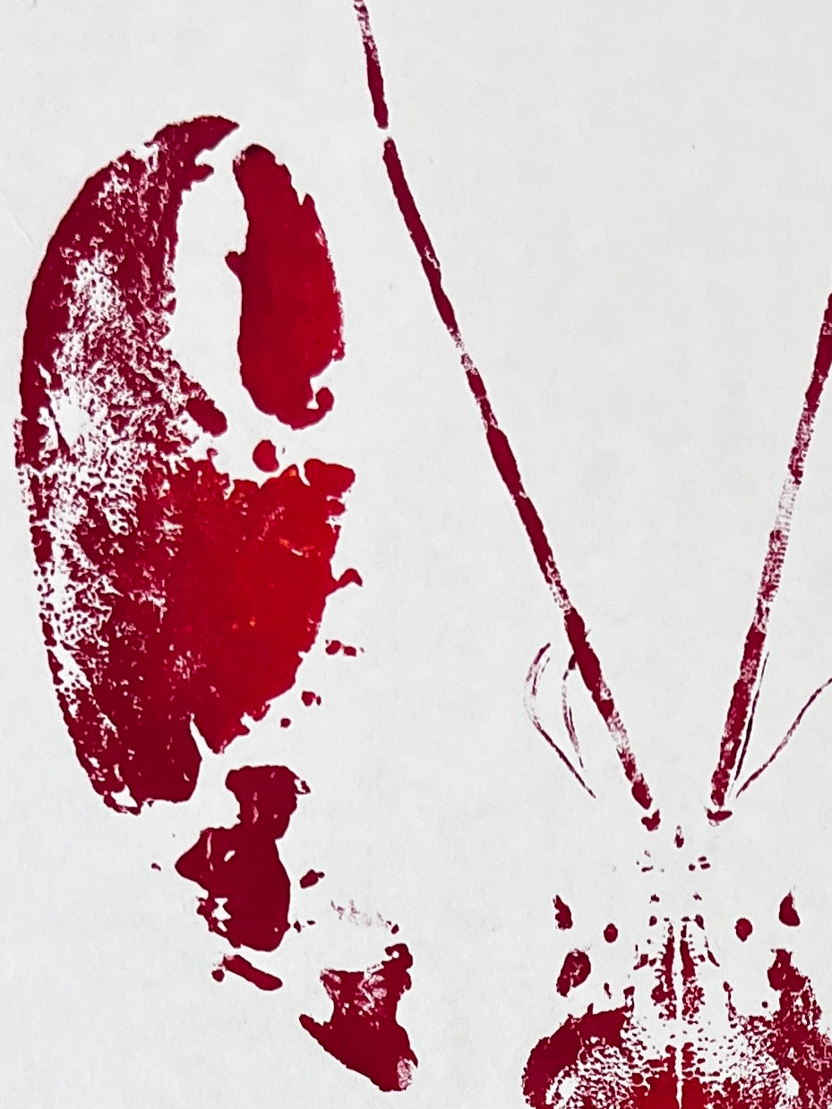 Menai Strait Lobster, Gyotaku Printed in Red ink.