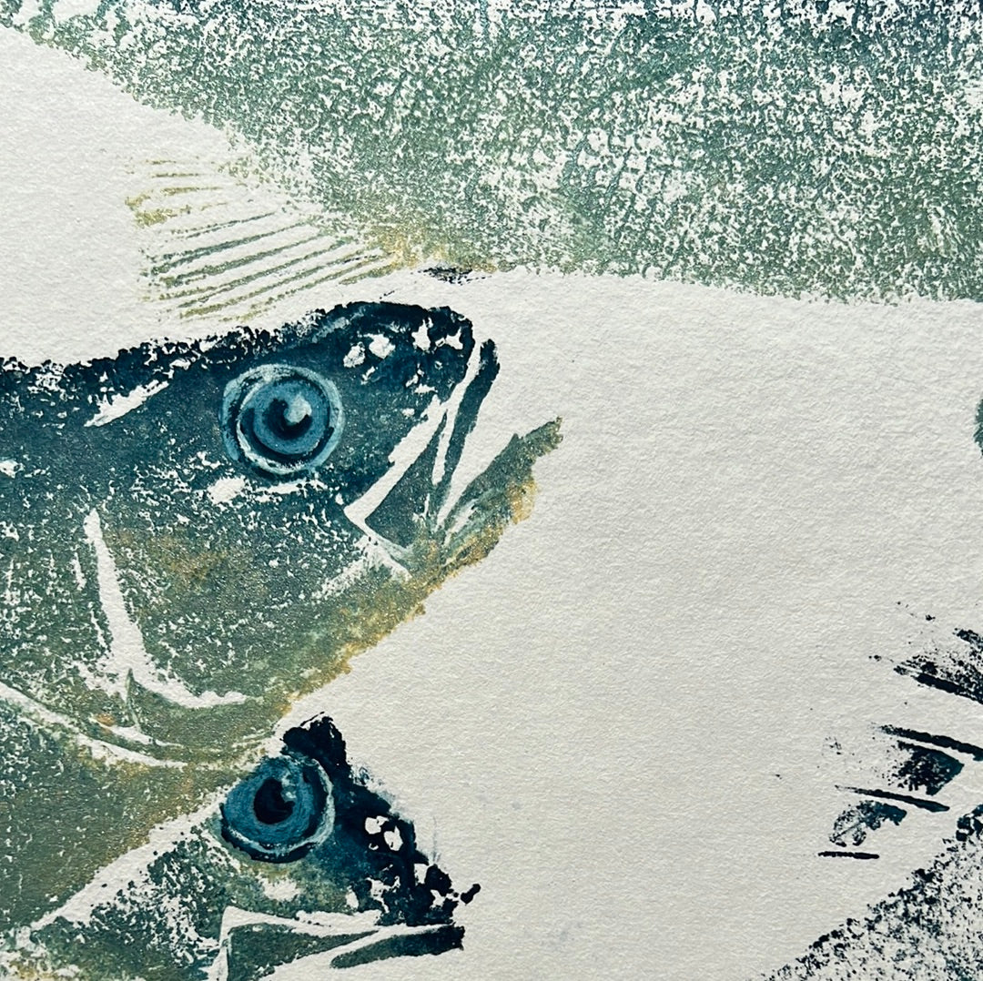 Sea Bass Triptych Gyotaku