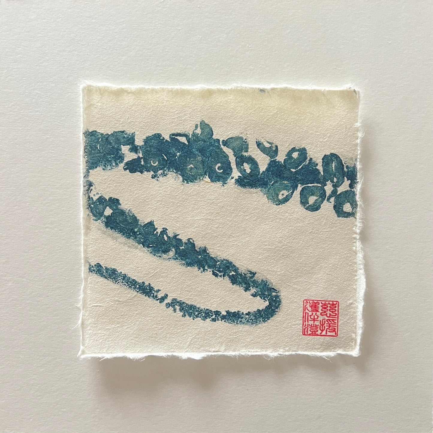 Octopus Tentacles Mini Print – Blue & Gold on Thai Mulberry Paper