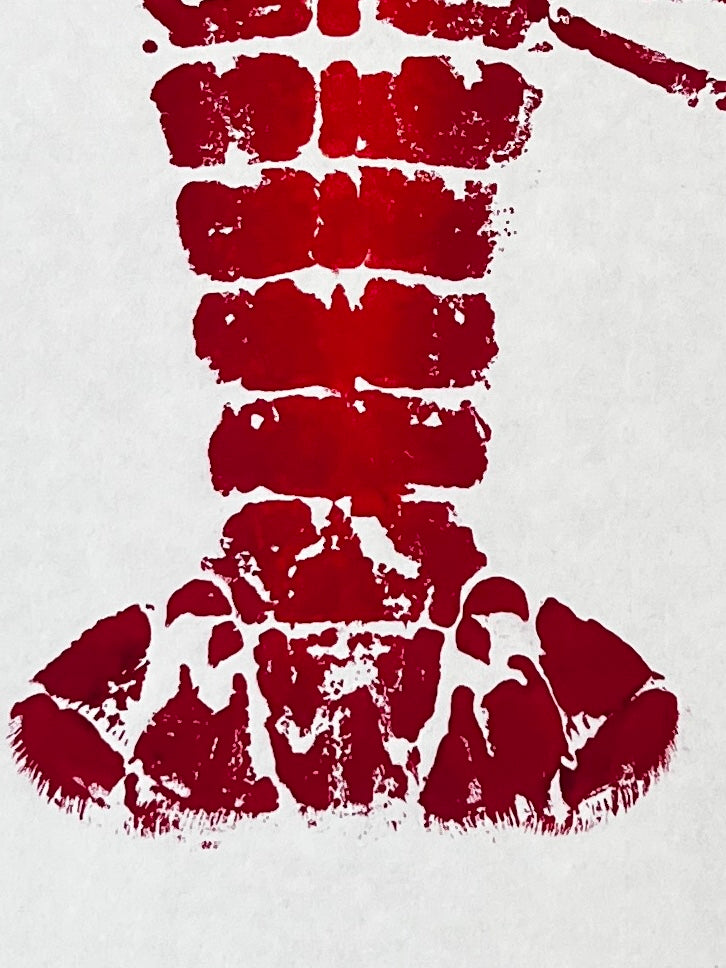 Menai Strait Lobster, Gyotaku Printed in Red ink.