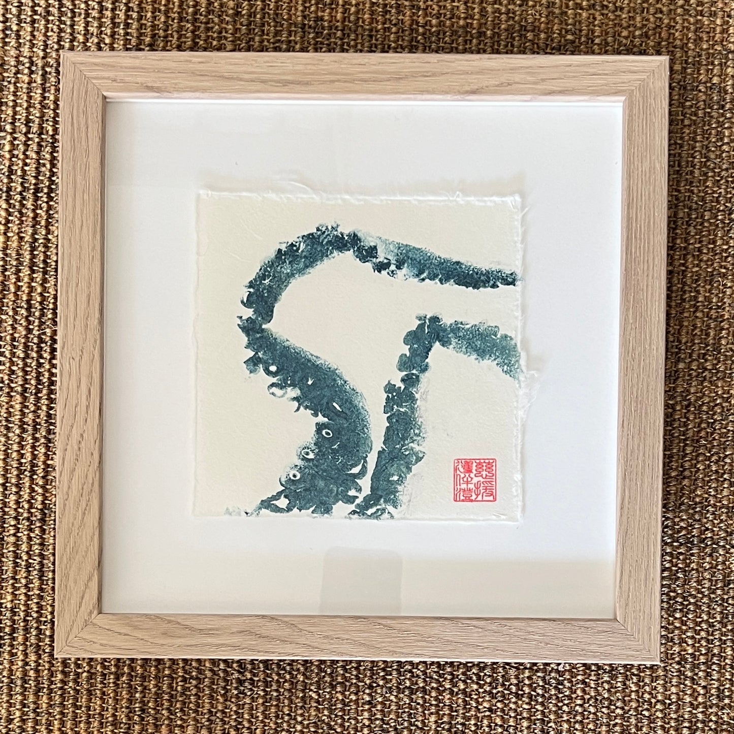 Octopus Tentacles Mini Print – Blue & Gold on Thai Mulberry Paper