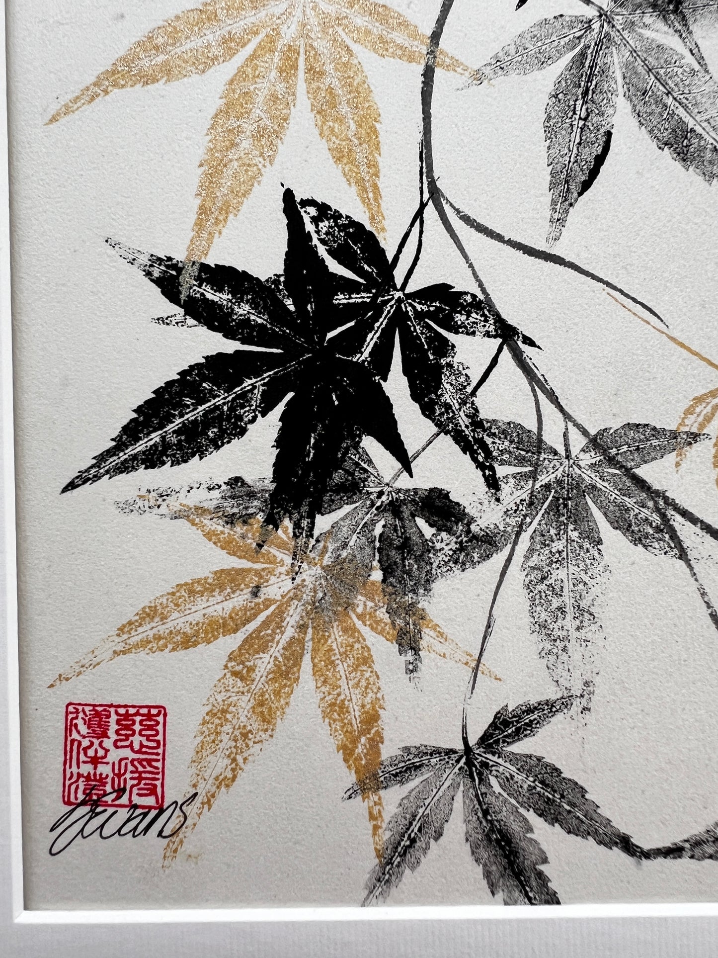 Acer Gyotaku on handmade Japanese Kozo Paper.