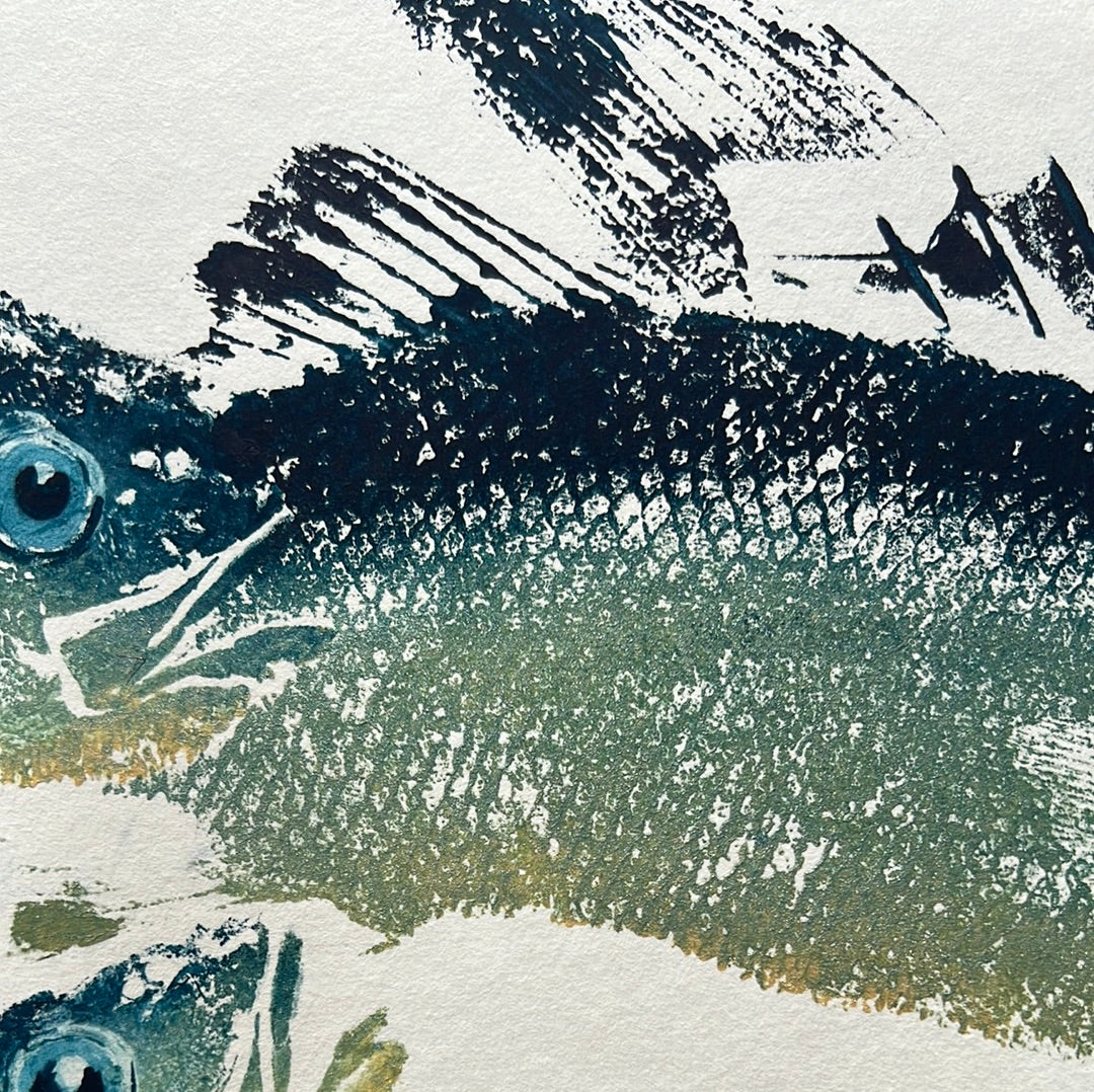 Sea Bass Triptych Gyotaku