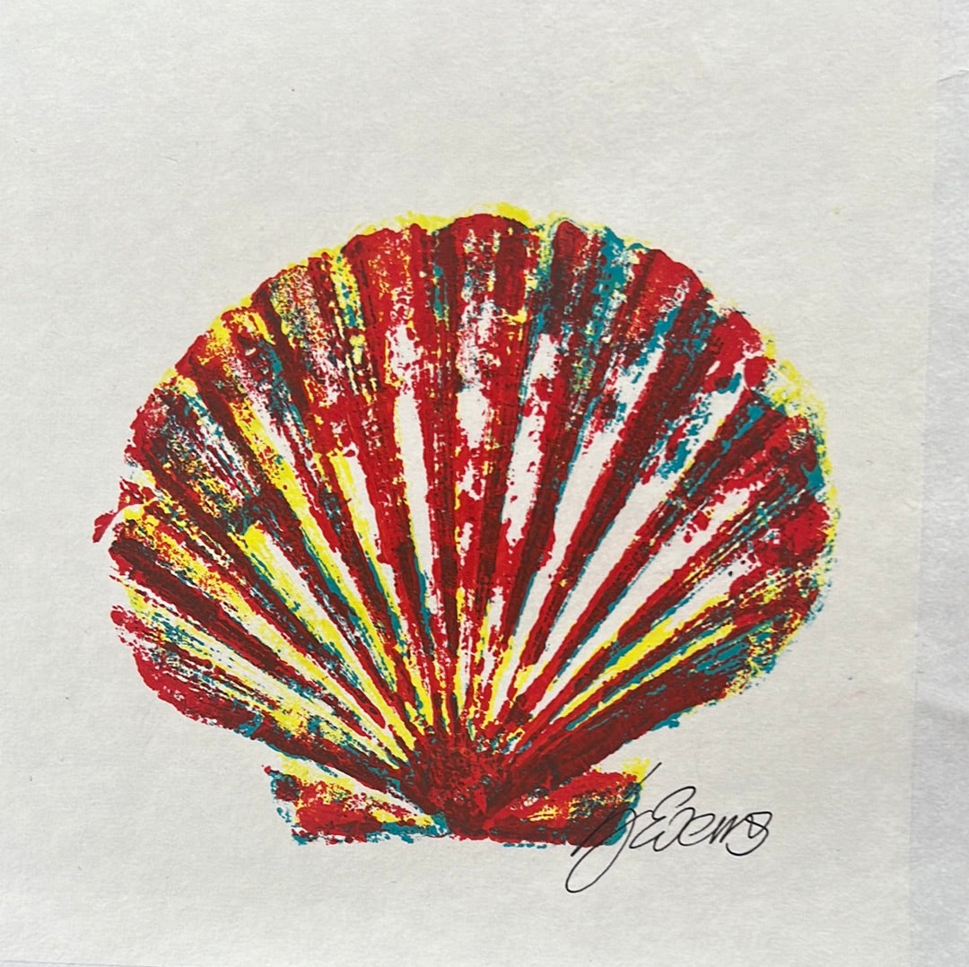 Large Scallop Shell Gyotaku with Multicoloured Layers