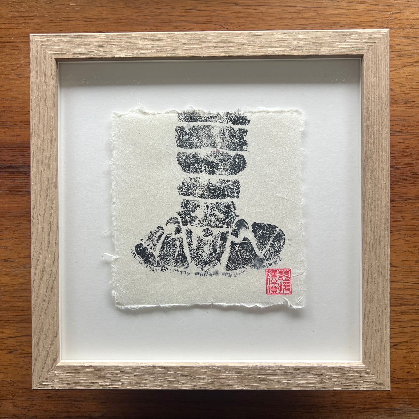Lobster Tail Mini Print – Blue & Gold on Thai Mulberry Paper