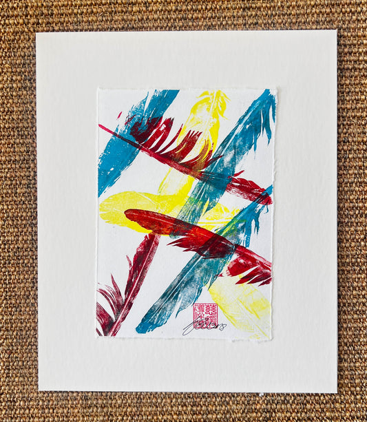 A5 Print of Multicoloured Feathers
