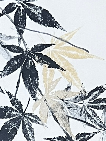 Framed Acer Gyotaku on handmade Japanese Kozo Paper.