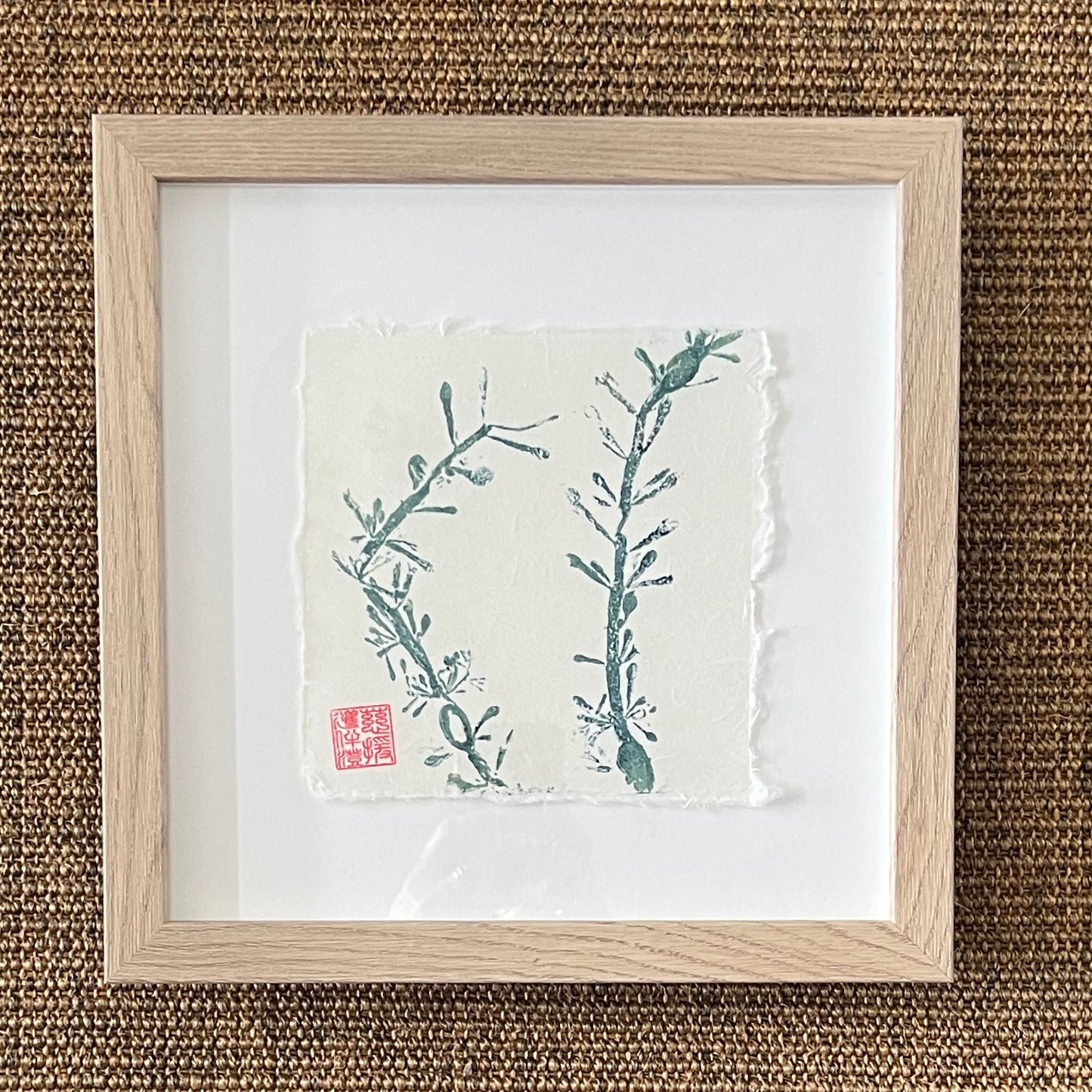 Seaweed Mini Print – Blue & Gold on Thai Mulberry Paper