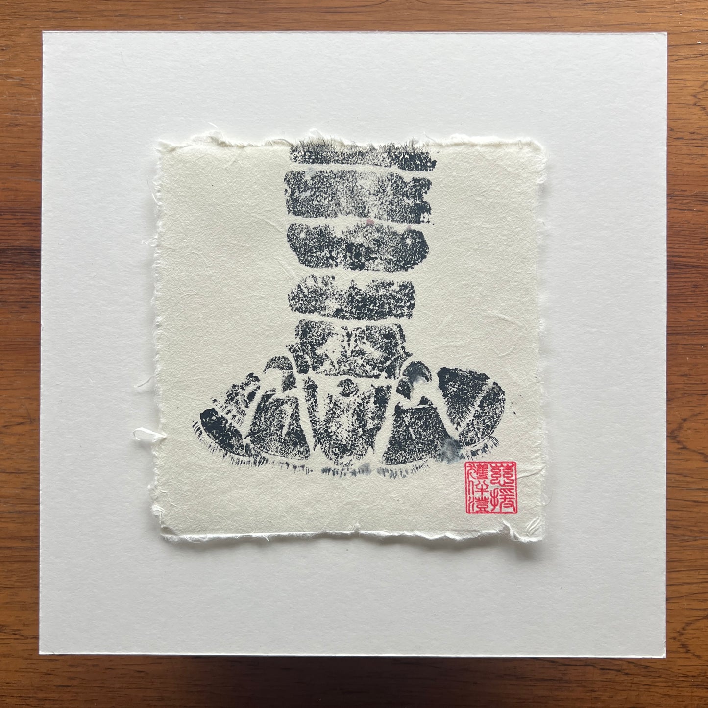 Lobster Tail Mini Print – Blue & Gold on Thai Mulberry Paper