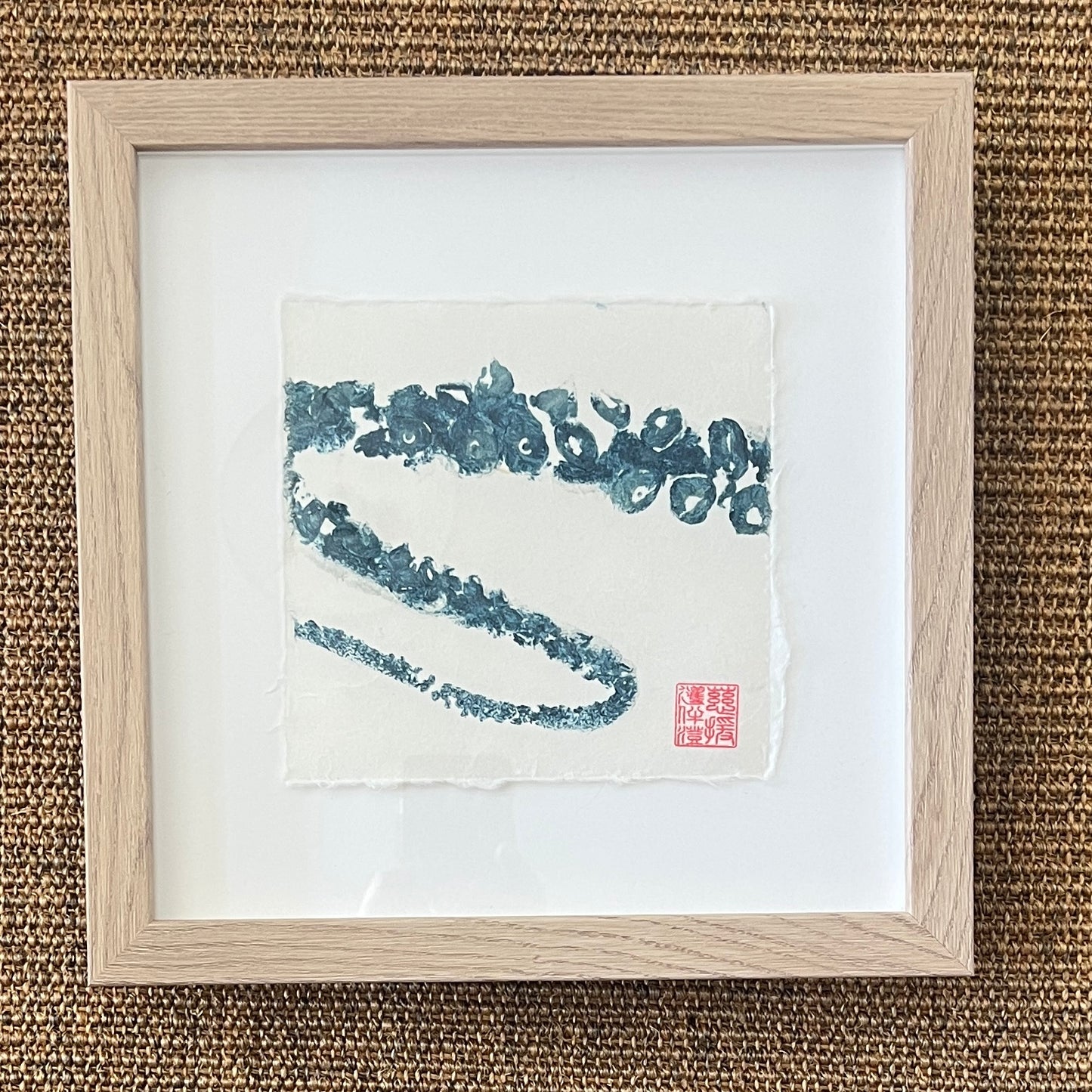 Octopus Tentacles Mini Print – Blue & Gold on Thai Mulberry Paper