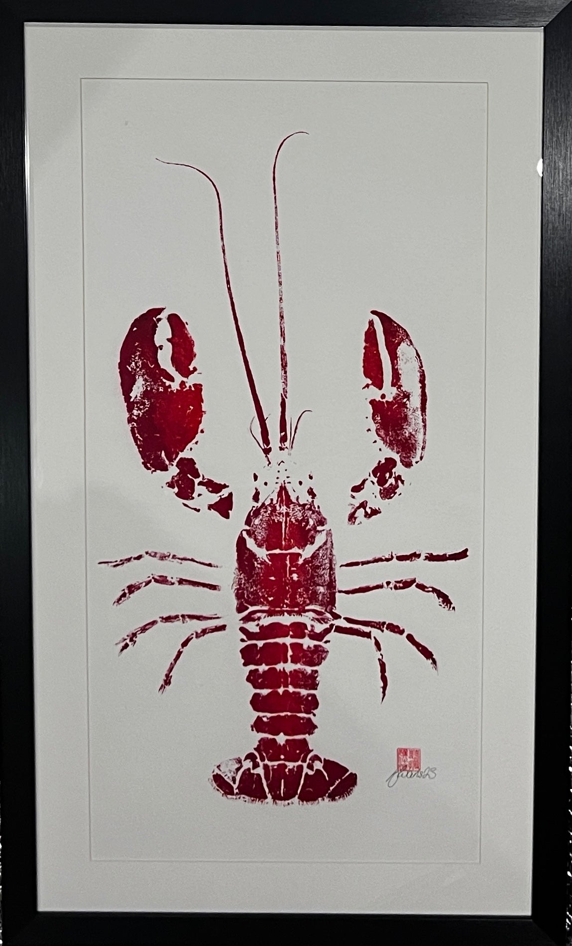 Menai Strait Lobster, Gyotaku Printed in Red ink.
