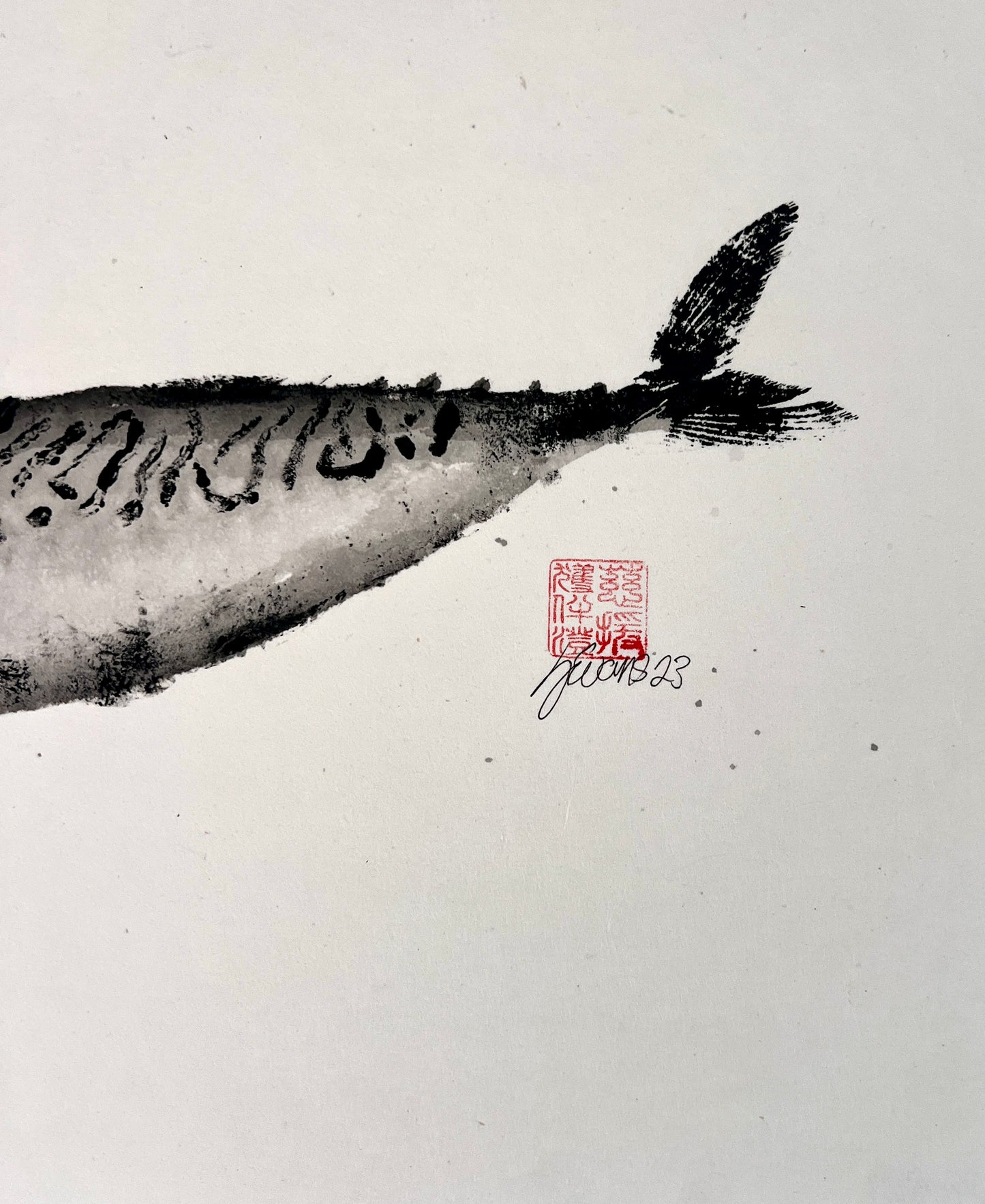 MACKEREL, HAND PAINTED GYOTAKU