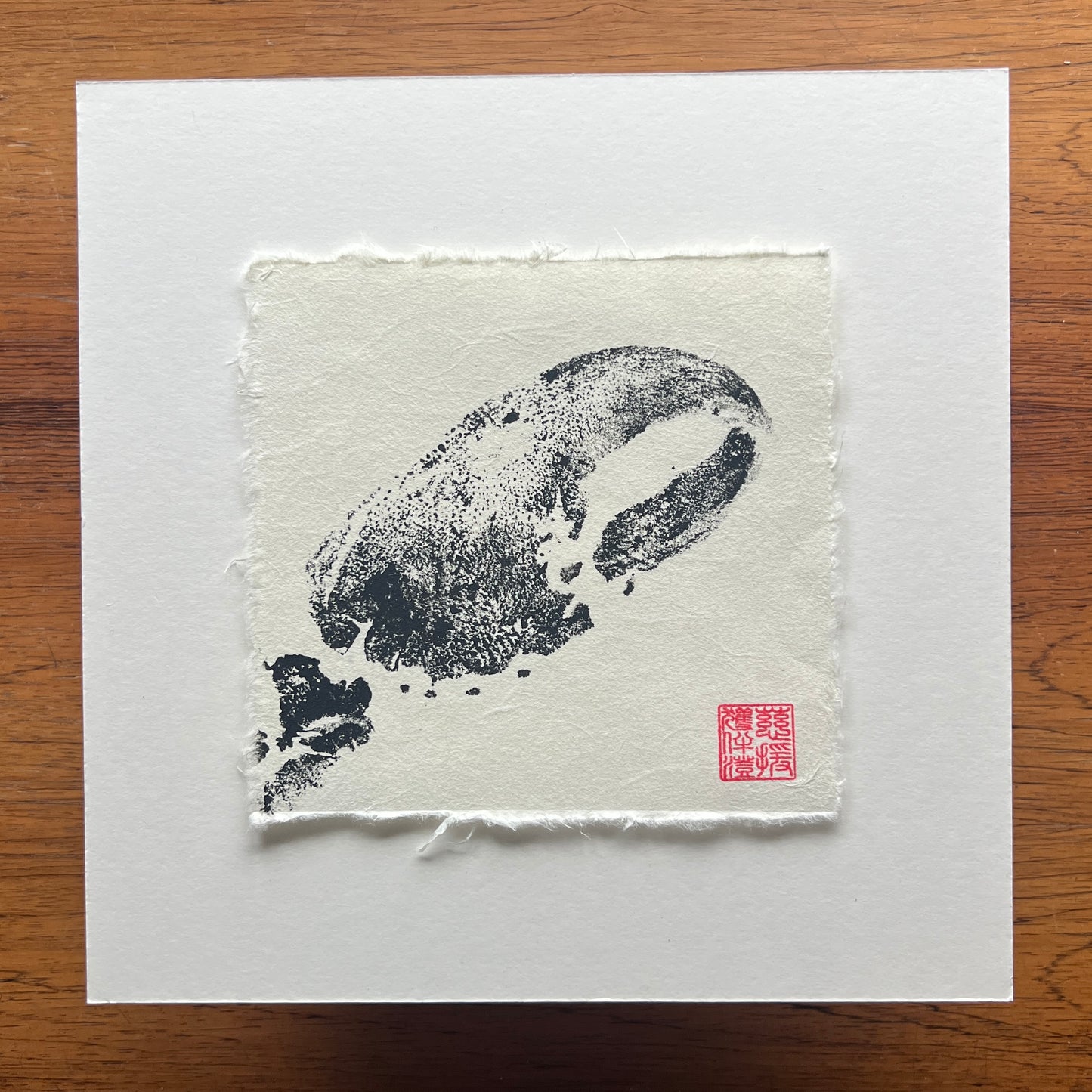 Lobster Claw Mini Print – Black on Thai Mulberry Paper