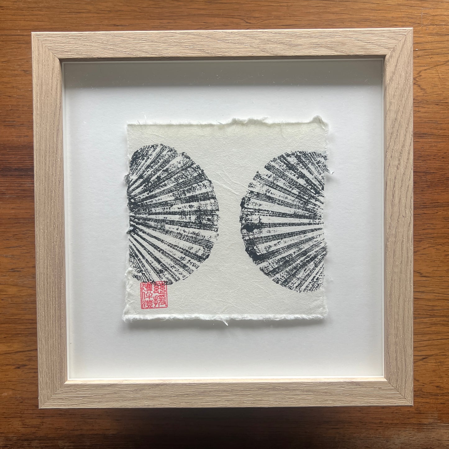 Two Scallop Shells Mini Print – Black Ink on Thai Mulberry Paper