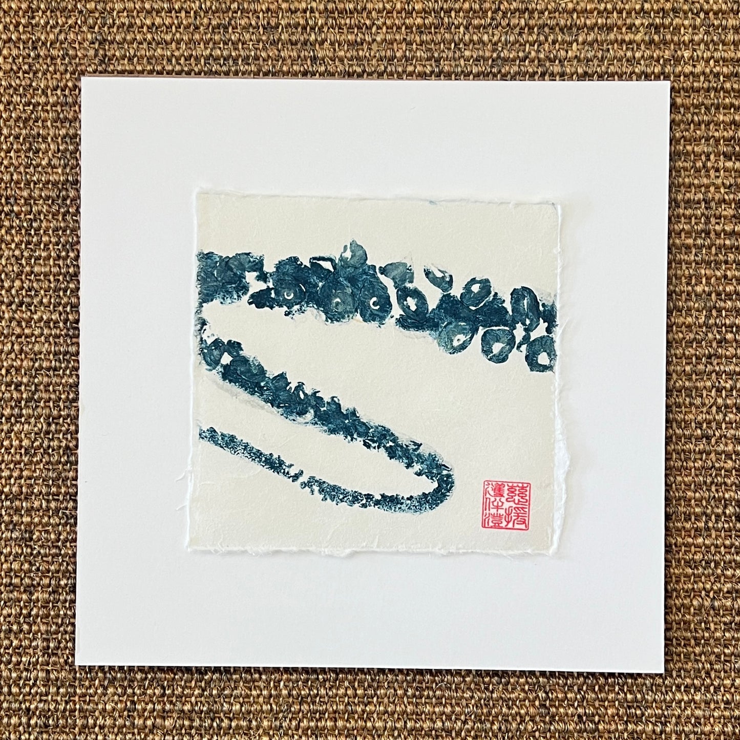 Octopus Tentacles Mini Print – Blue & Gold on Thai Mulberry Paper
