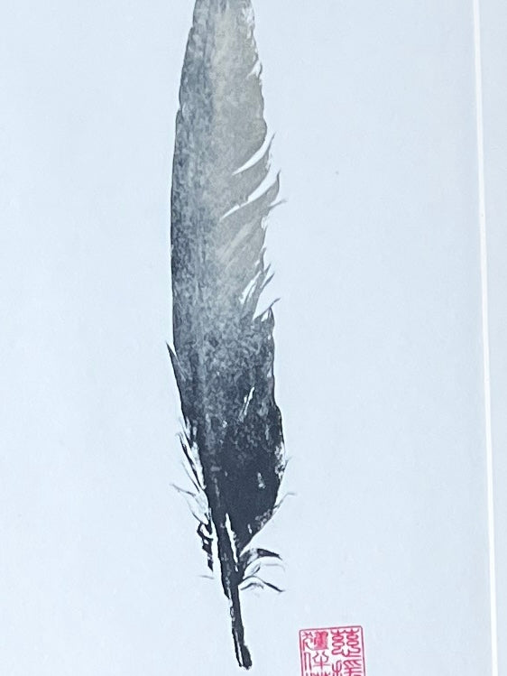 Framed Feather Gyotaku Black and Gold