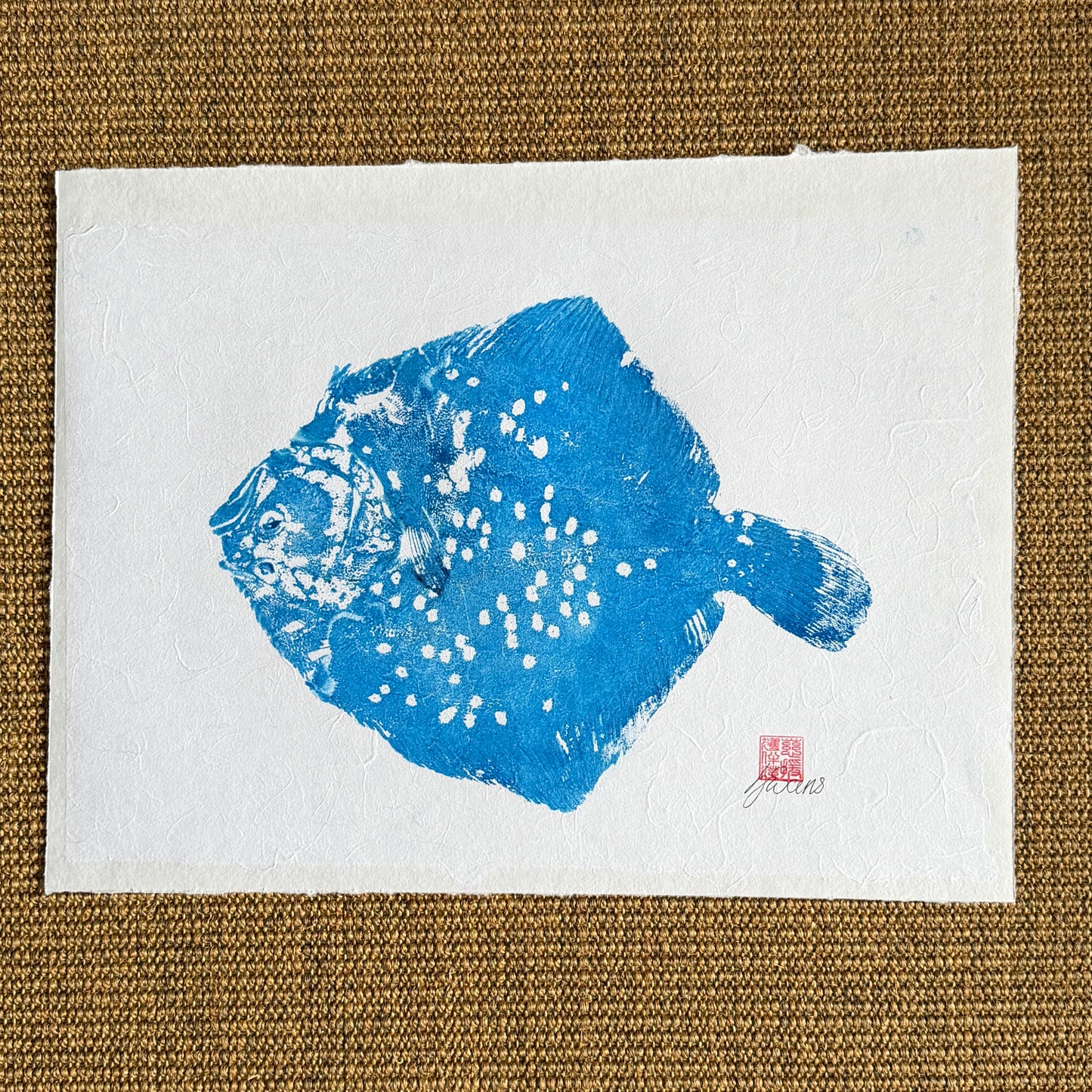 Turbot Gyotaku – Bright Blue