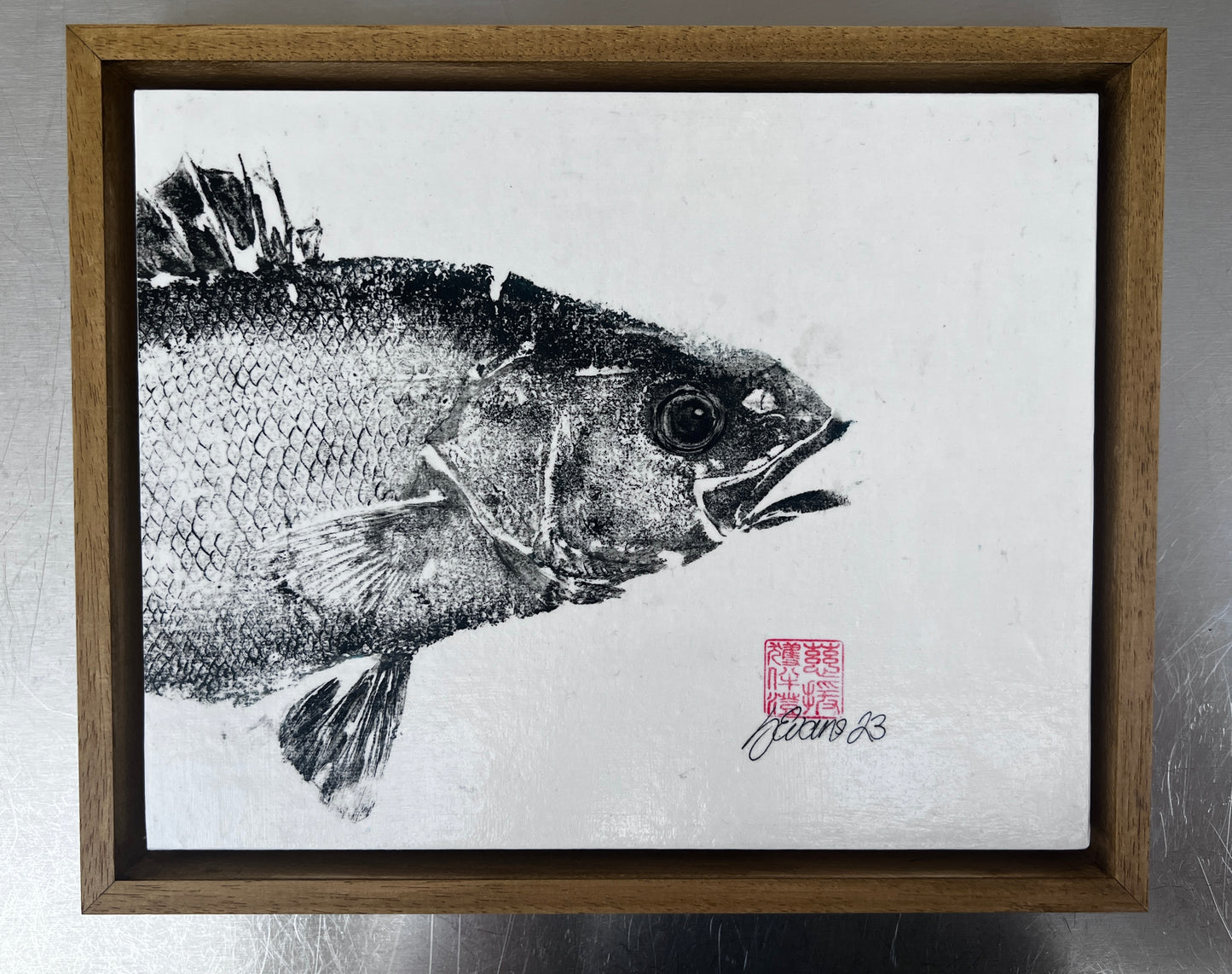 Diptych of Anglesey Sea Bass Gyotaku